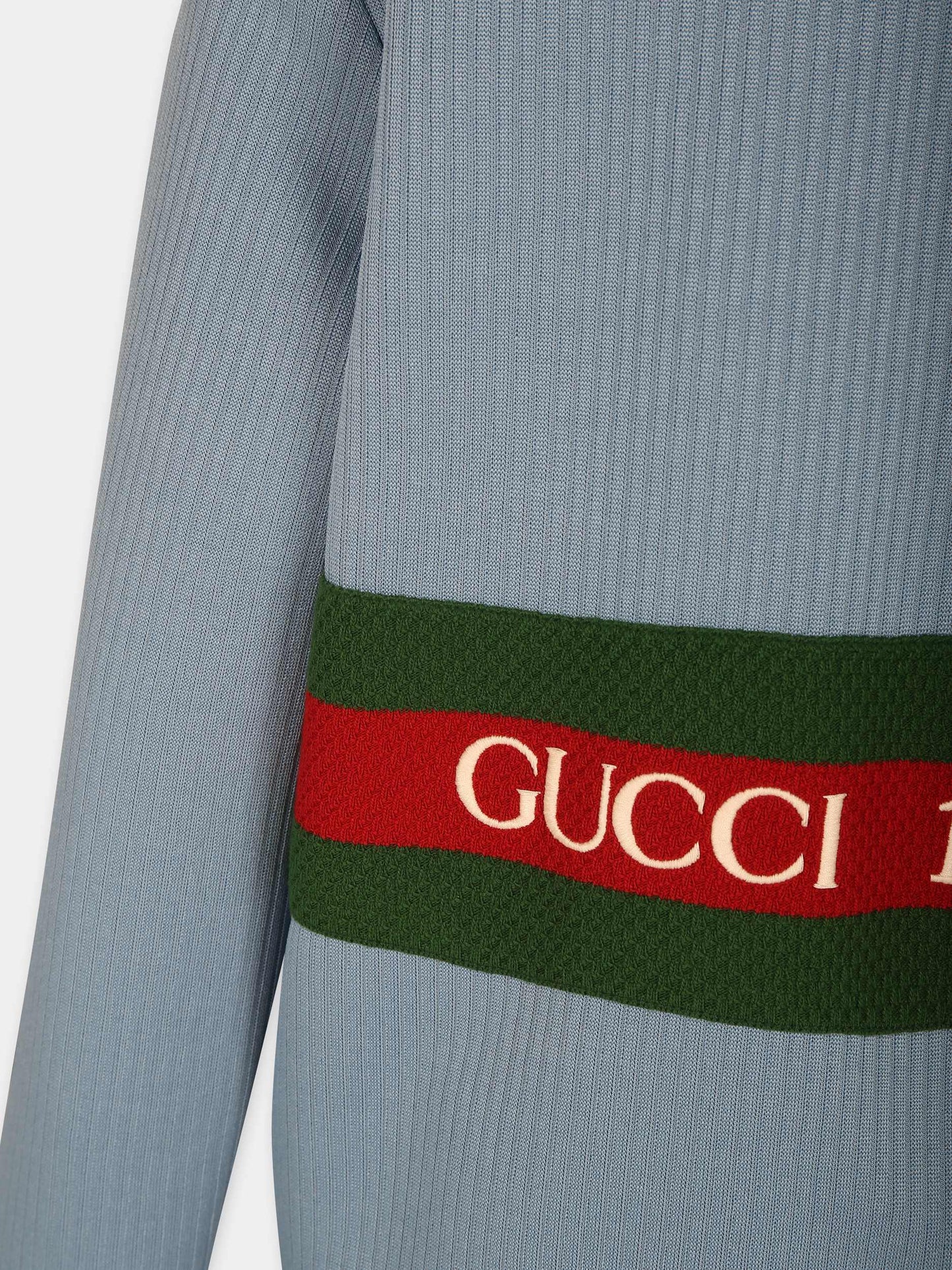 Felpa celeste per bambini con dettaglio Web,Gucci Kids,781507 XJGIZ 4565