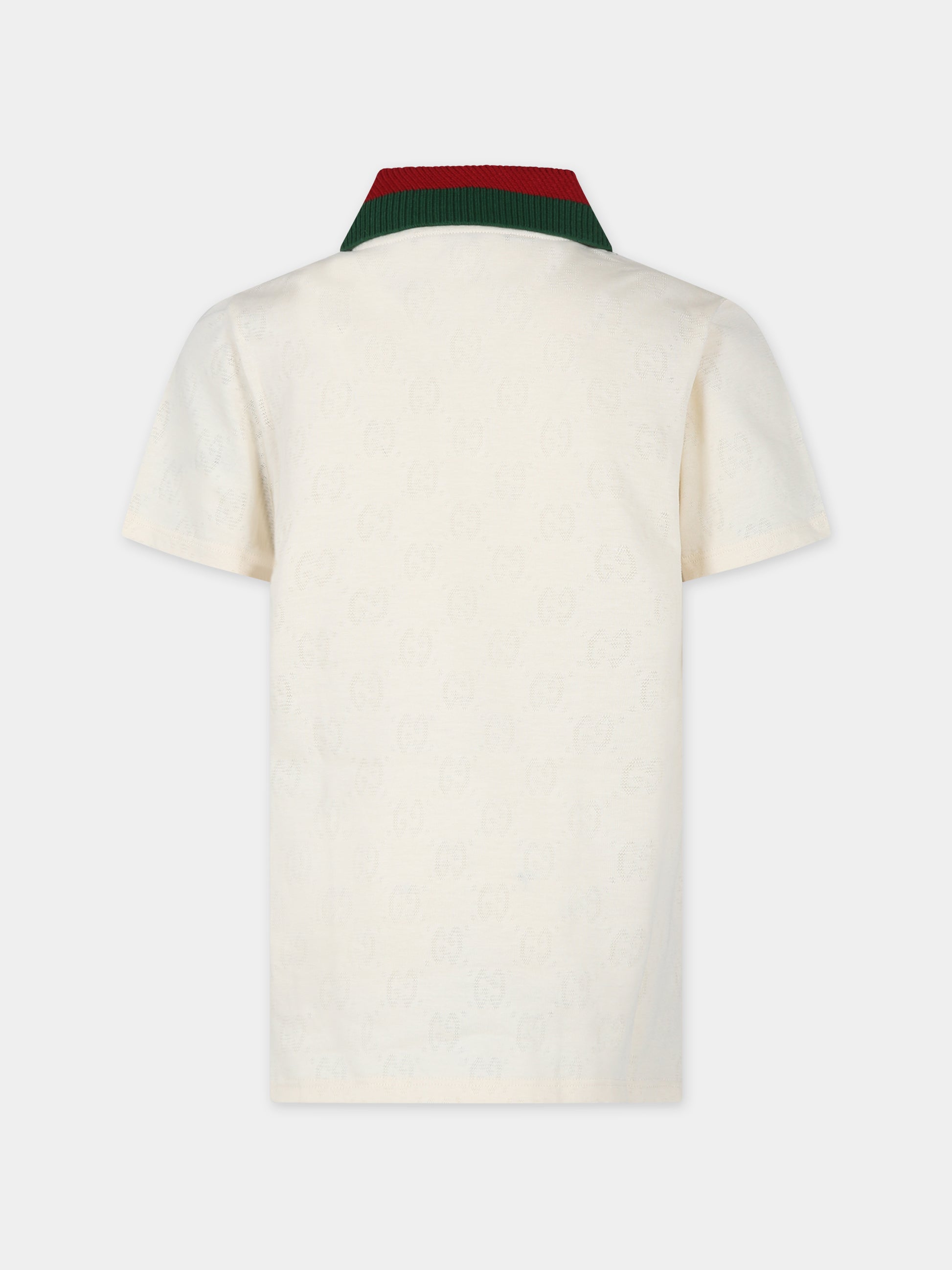 Polo avorio per bambino con dettaglio Web,Gucci Kids,781515 XJGI0 9244