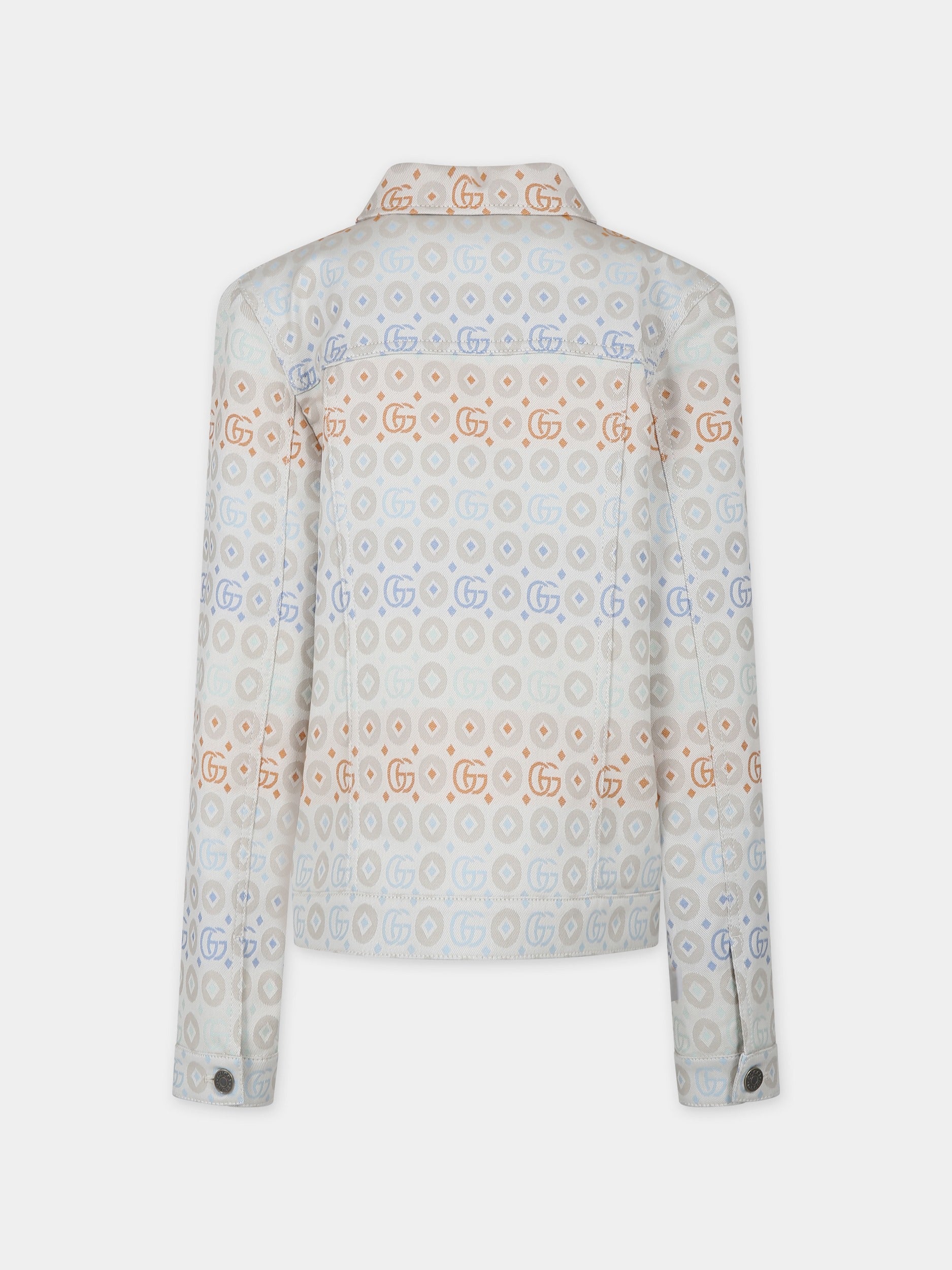 Giubbotto di jeans avorio per bambini con doppia G,Gucci Kids,782493 XDCYA 9275