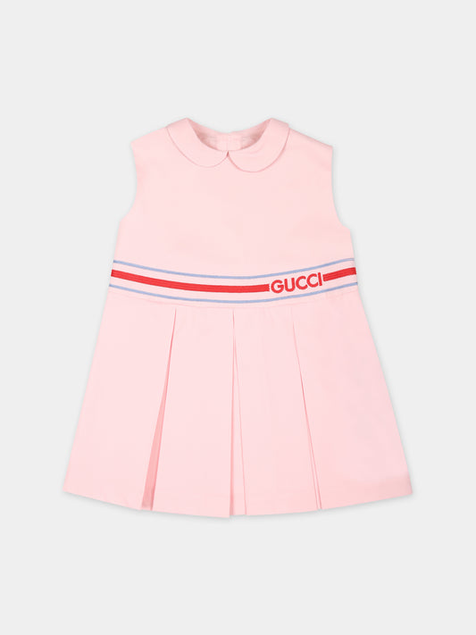 Vestito rosa per neonata con logo,Gucci Kids,781437 ZAQJK 5658