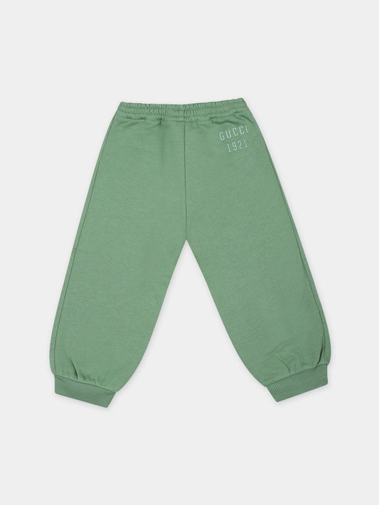 Pantaloni verdi per neonati con logo Gucci 1921,Gucci Kids,660759 XJGJF 3157