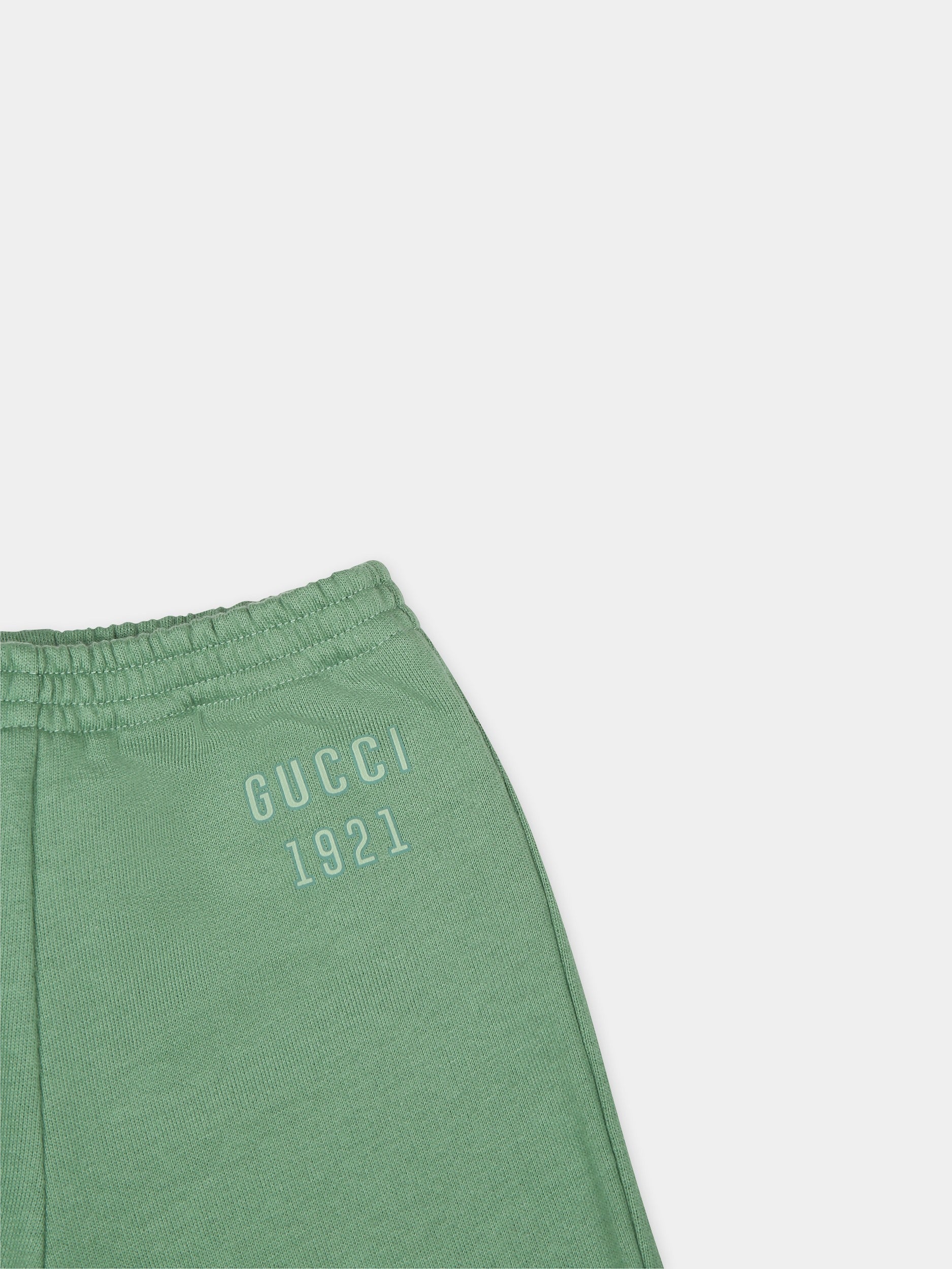 Pantaloni verdi per neonati con logo Gucci 1921,Gucci Kids,660759 XJGJF 3157