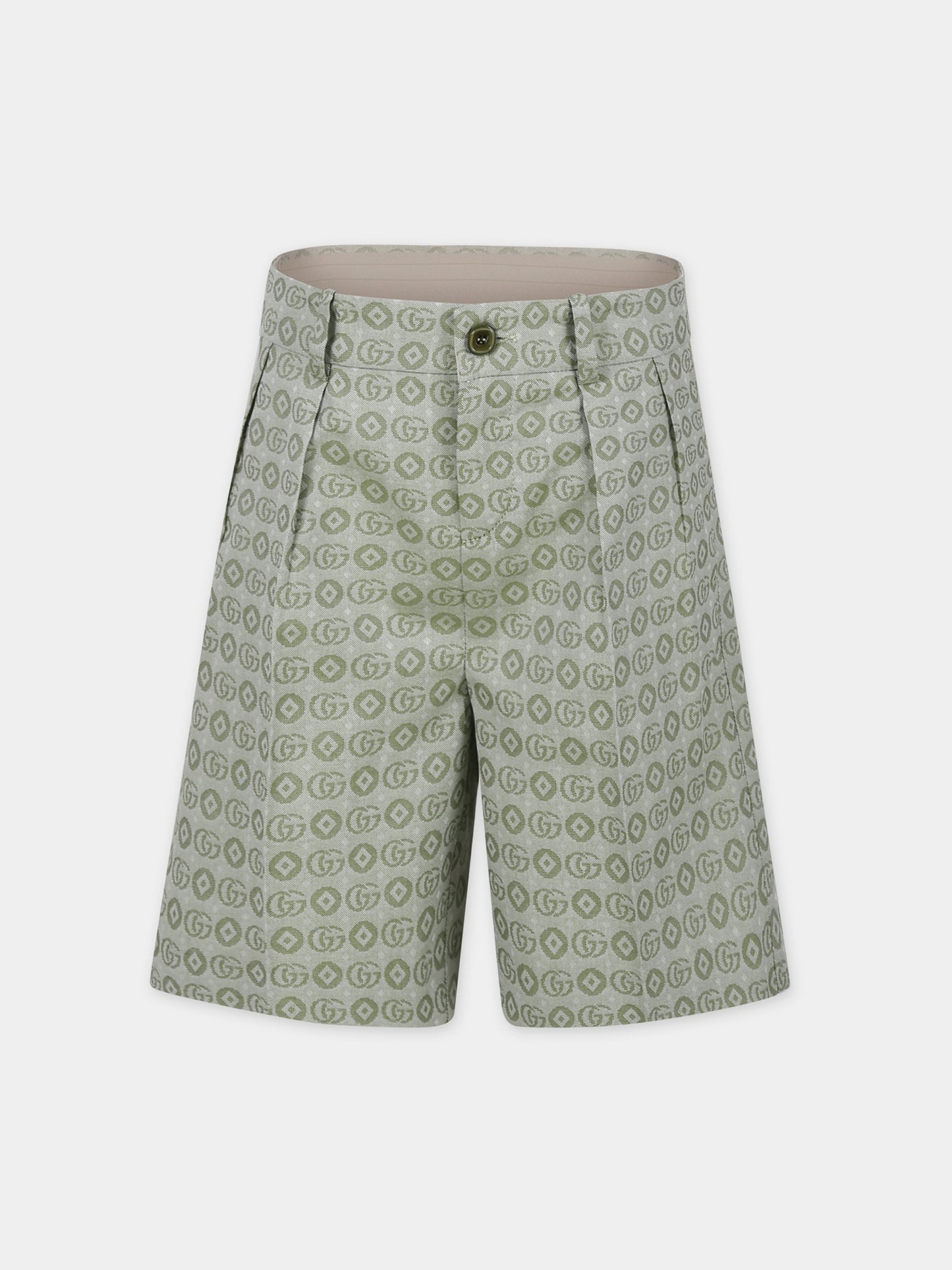 Shorts verdi per bambino con doppia G,Gucci Kids,781789 XWA1M 3436