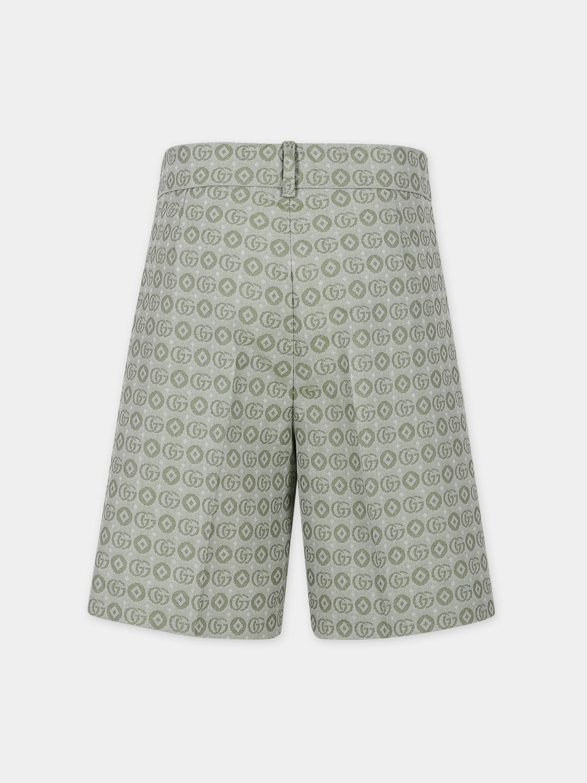 Shorts verdi per bambino con doppia G,Gucci Kids,781789 XWA1M 3436