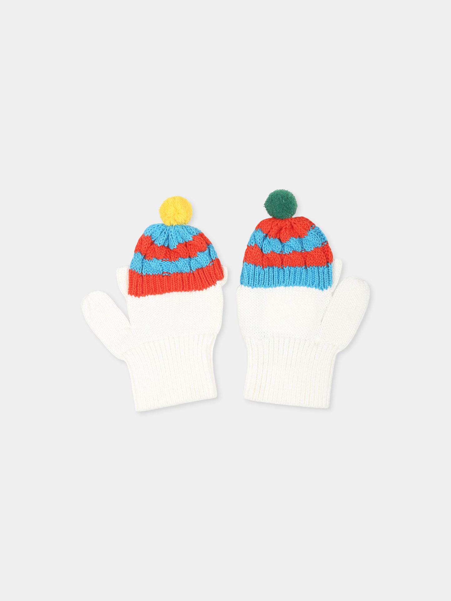 Guanti avorio per bambini con pupazzo di neve,Stella Mccartney Kids,TV0P49 Z1528 101