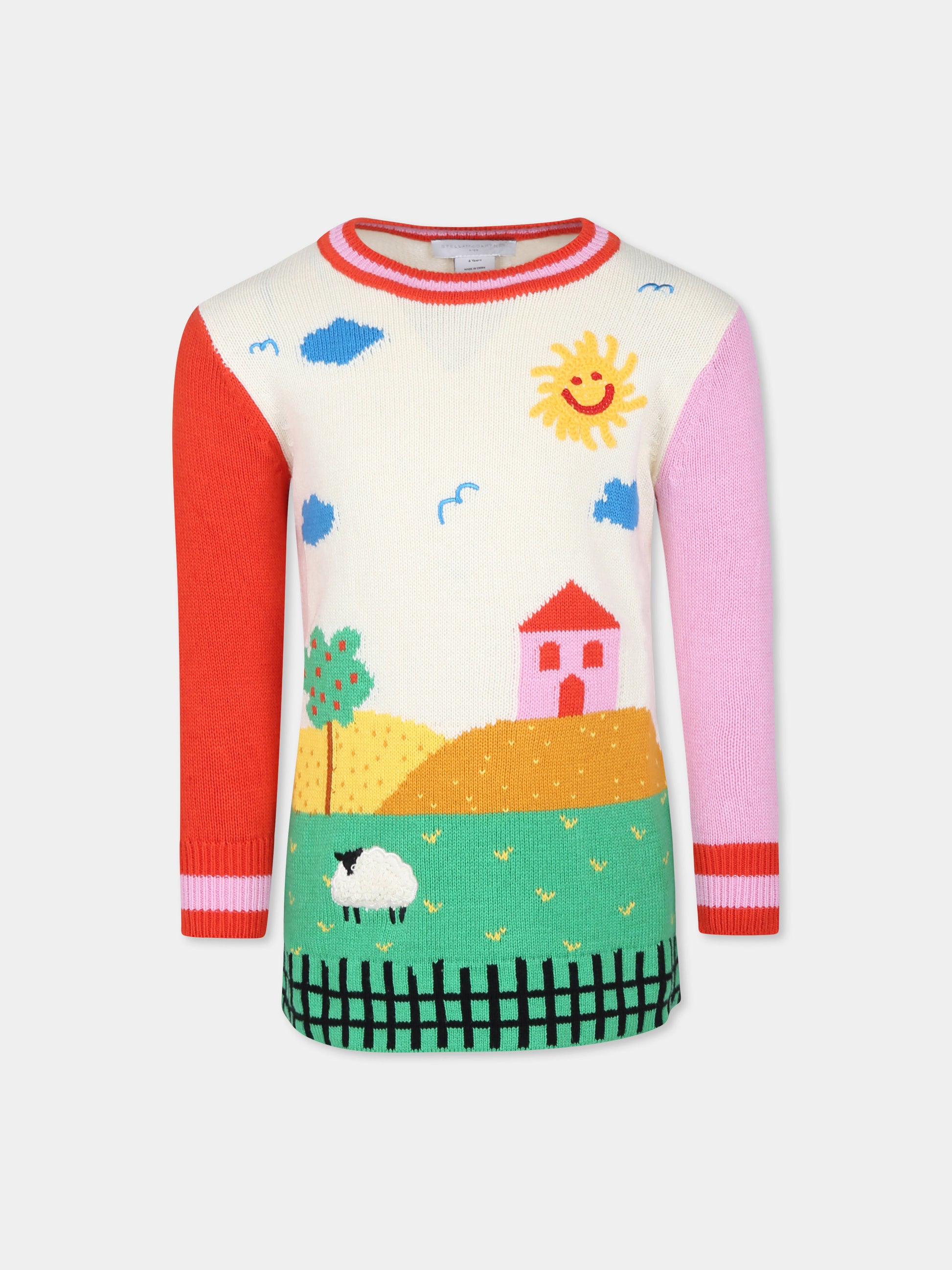 Vestito avorio per bambina con paesaggio,Stella Mccartney Kids,TV1A20 Z1528 999