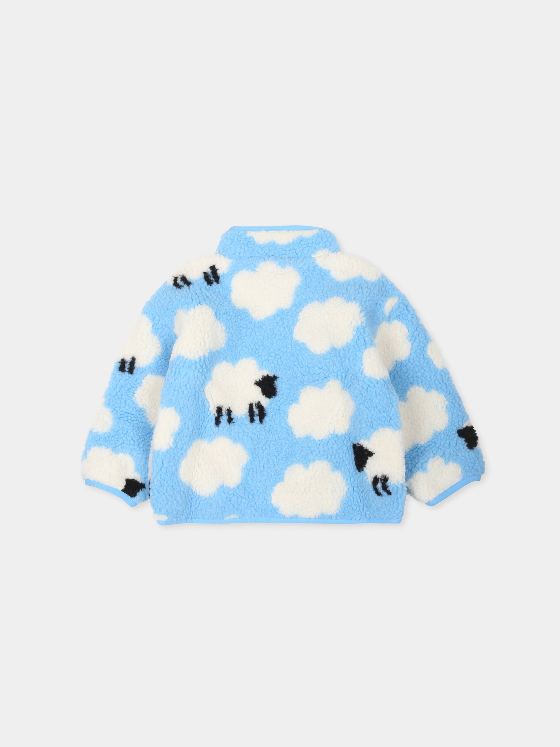 Ecopelliccia azzurra per neonati con nuvole e pecore,Stella Mccartney Kids,TV2057 Z2058 630MC