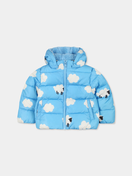 Piumino celeste per neonati con nuvole e ppecore,Stella Mccartney Kids,TV2557 Z2258 630MC