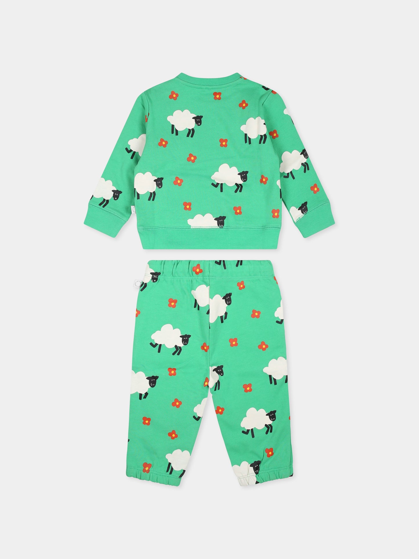 Completo verde per neonati con stampa pecore,Stella Mccartney Kids,TV3020 Z2048 739MC