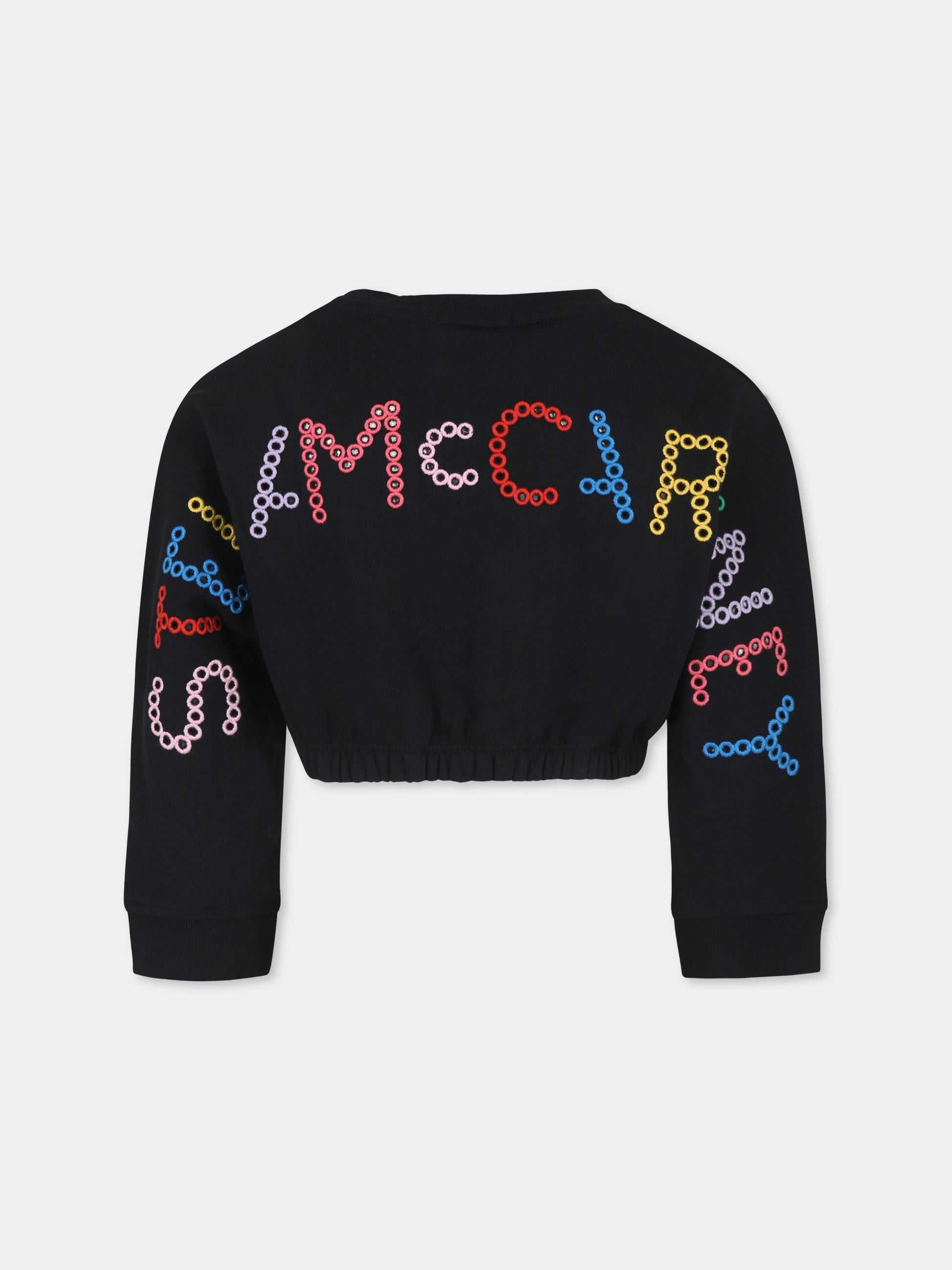 Felpa crop nera per bambina con logo,Stella Mccartney Kids,TV4D40 Z0453 930