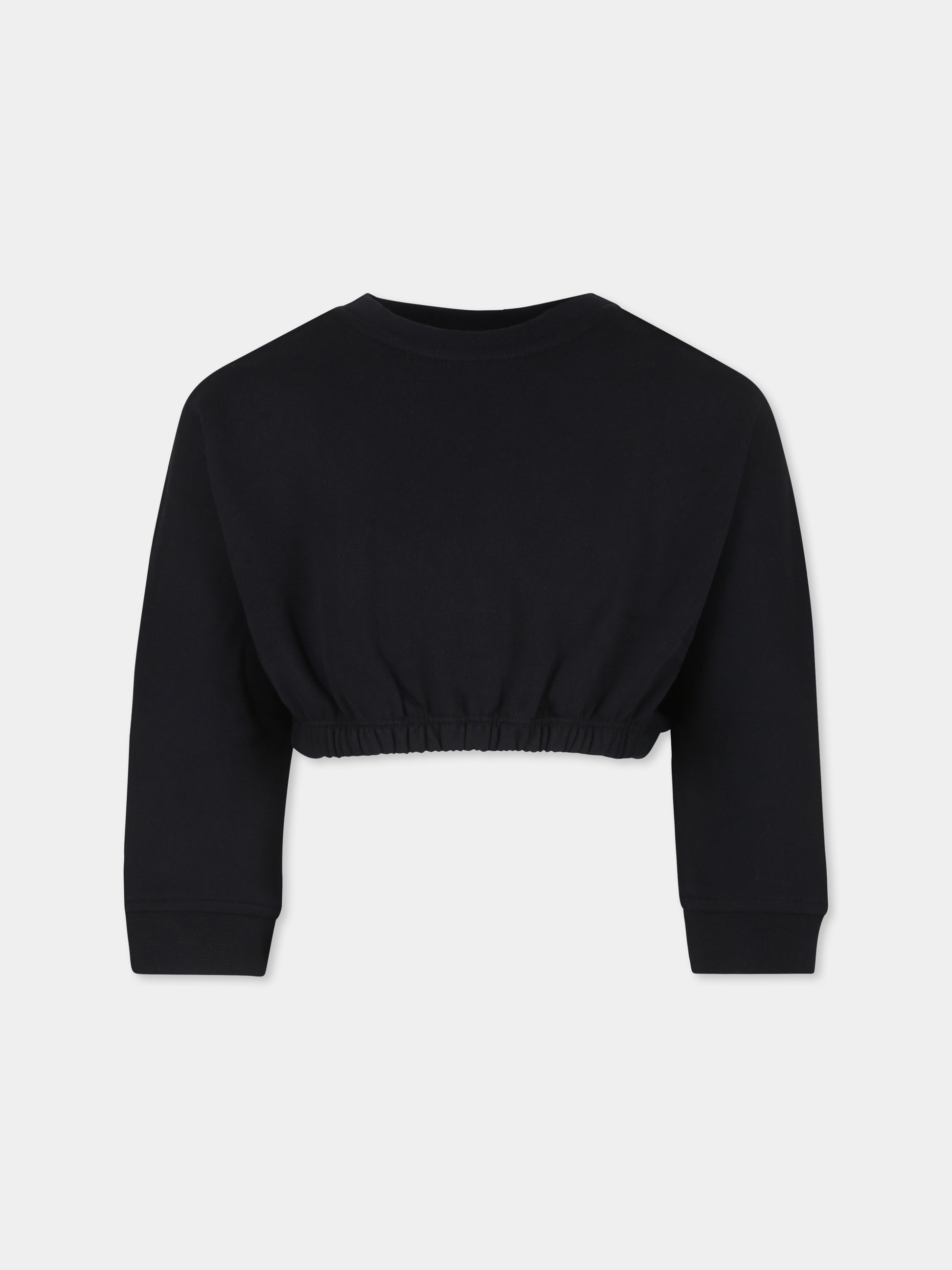 Felpa crop nera per bambina con logo,Stella Mccartney Kids,TV4D40 Z0453 930