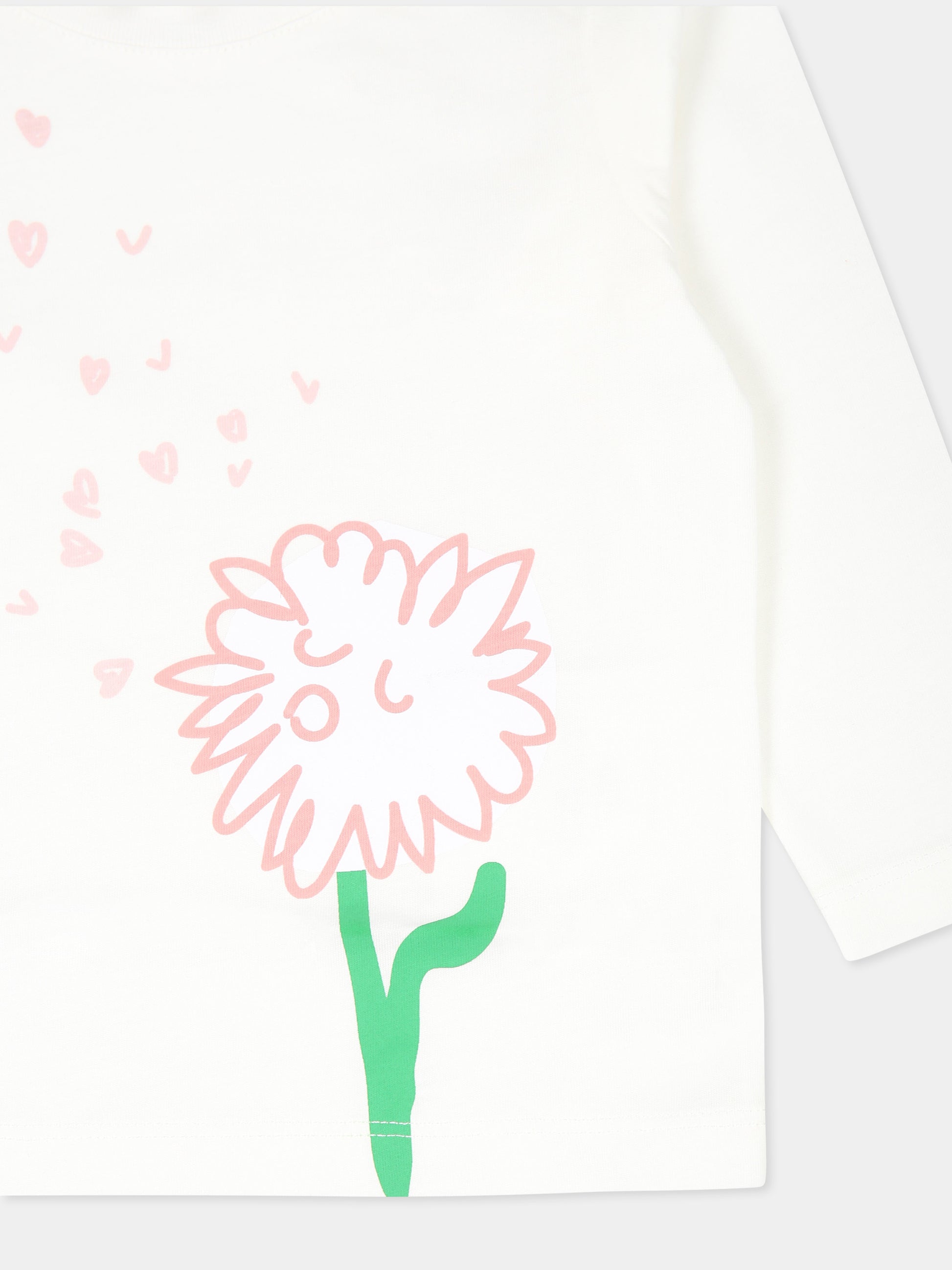 T-shirt bianca per neonata con stampa fiore,Stella Mccartney Kids,TV8070 Z0434 101