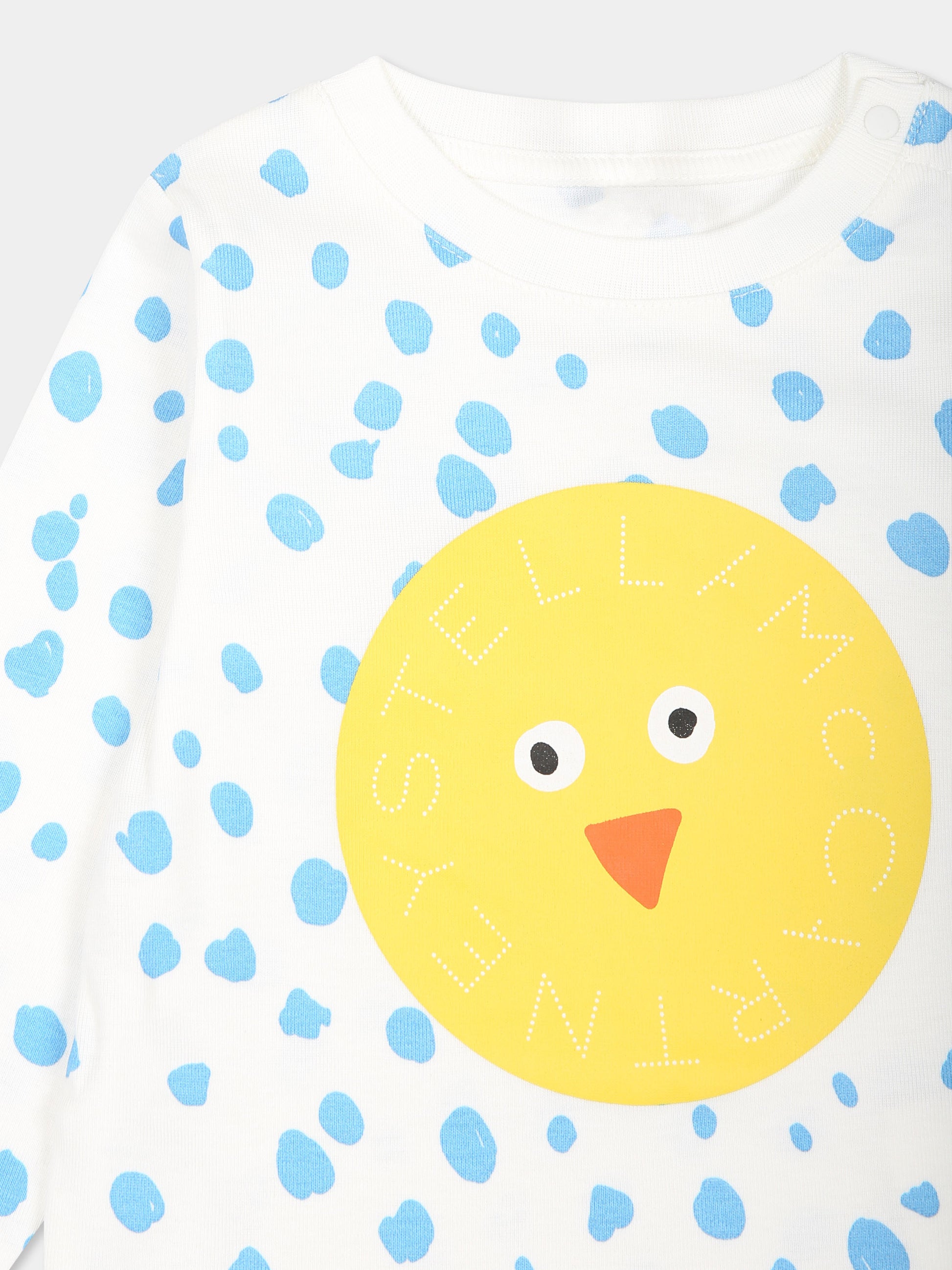 T-shirt bianca per neonato con stampa pulcino,Stella Mccartney Kids,TV8560 Z2271 101CE