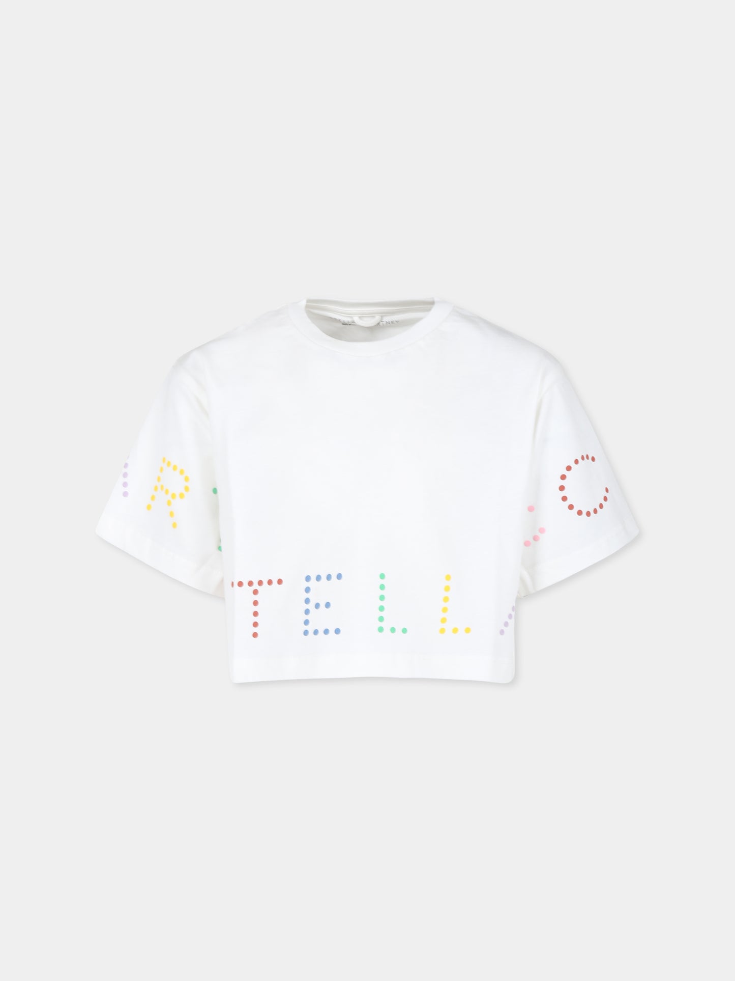 T-shirt bianca per bambina con logo,Stella Mccartney Kids,TV8C51 Z0434 101