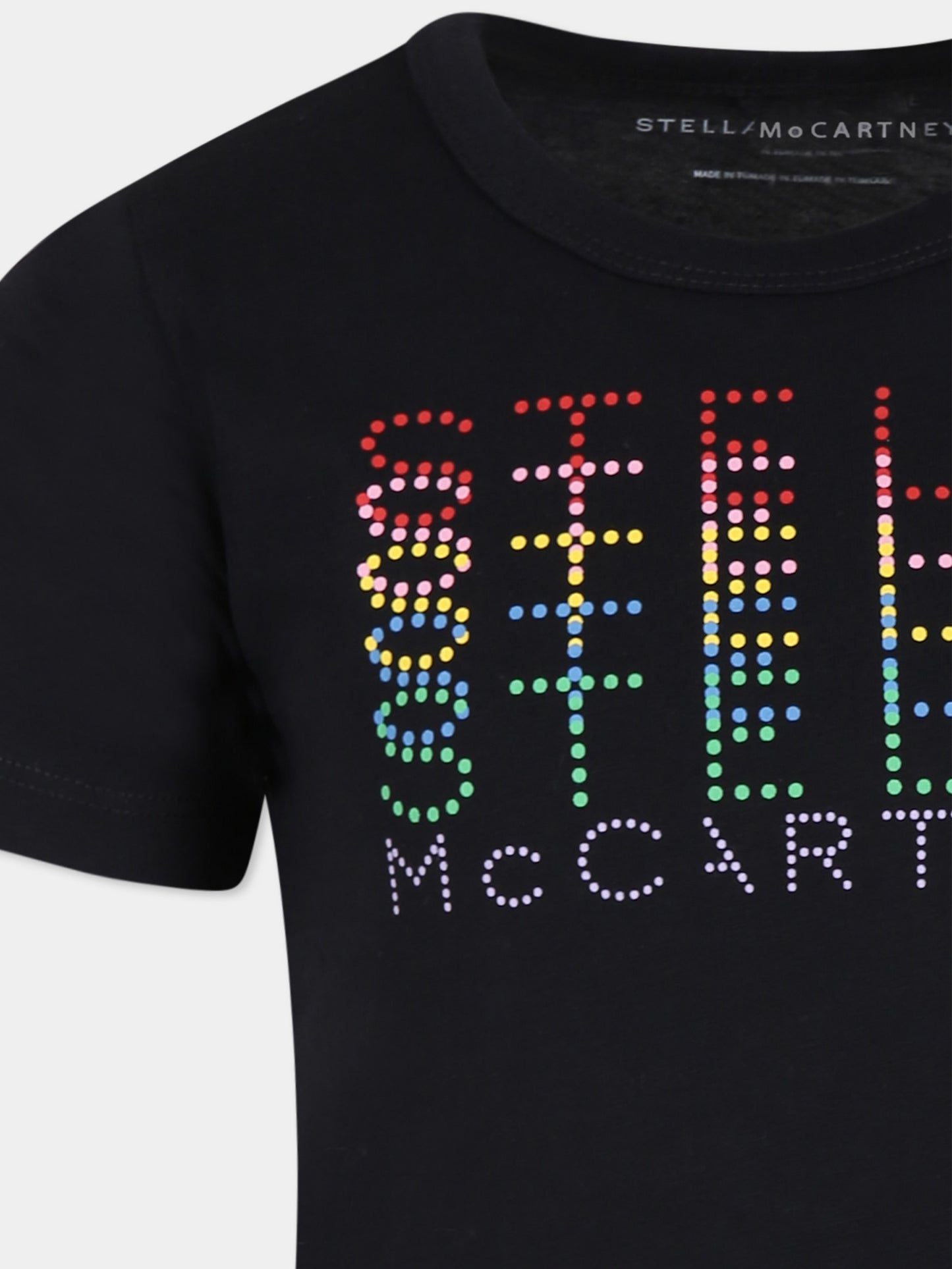 T-shirt nera per bambina con logo,Stella Mccartney Kids,TV8C81 Z0434 930