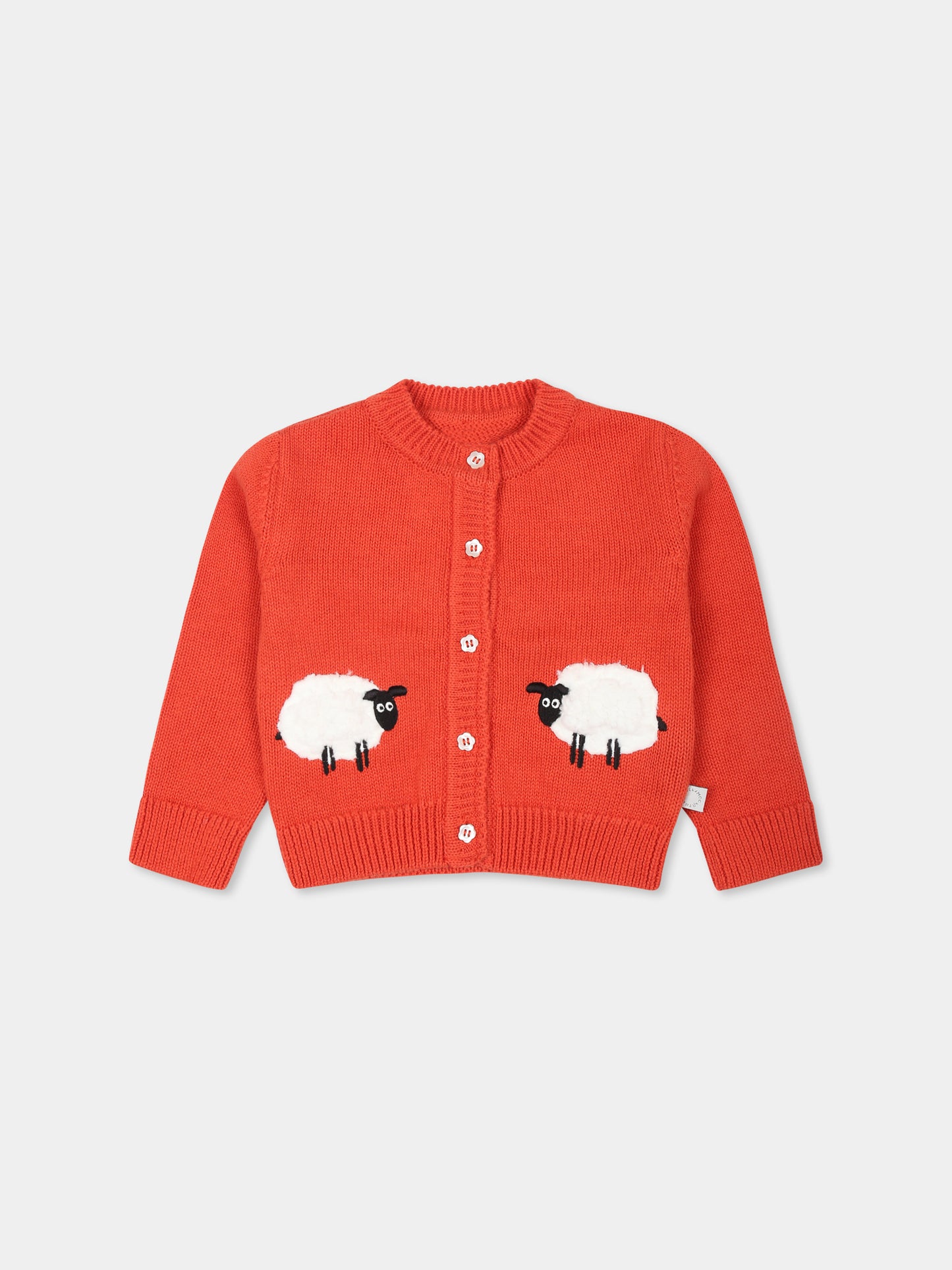 Cardigan rosso per neonata con pecore,Stella Mccartney Kids,TV9020 Z2291 421