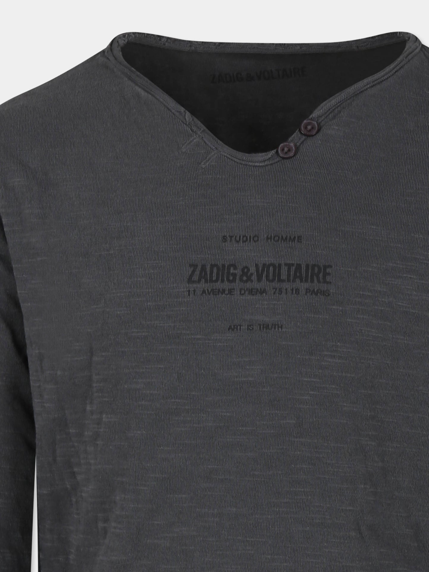 T-shirt grigia per bambini con logo,Zadig & Voltaire Kids,X60184 072