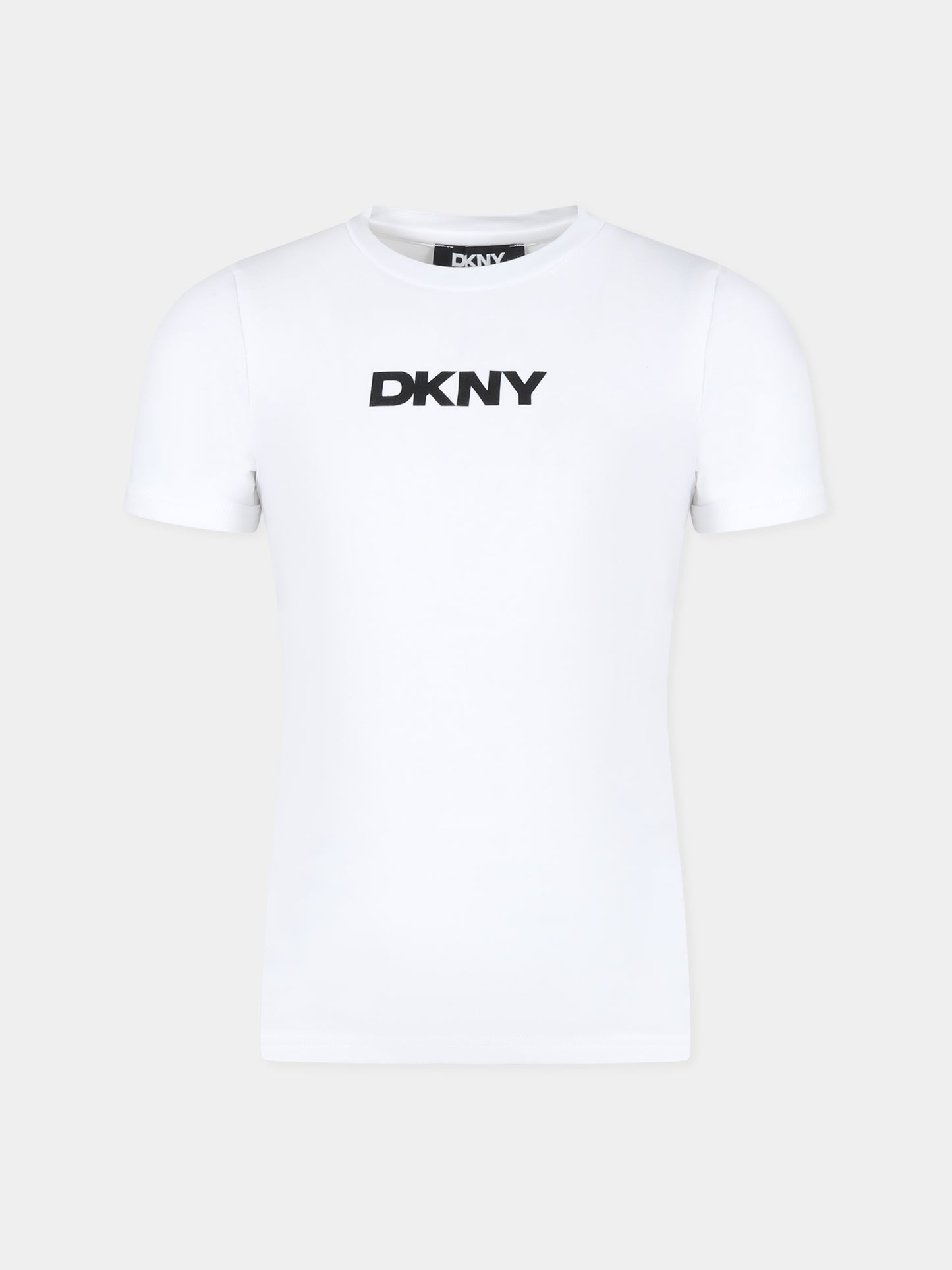 T-shirt bianca per bambina con logo,Dkny,D62036 10P