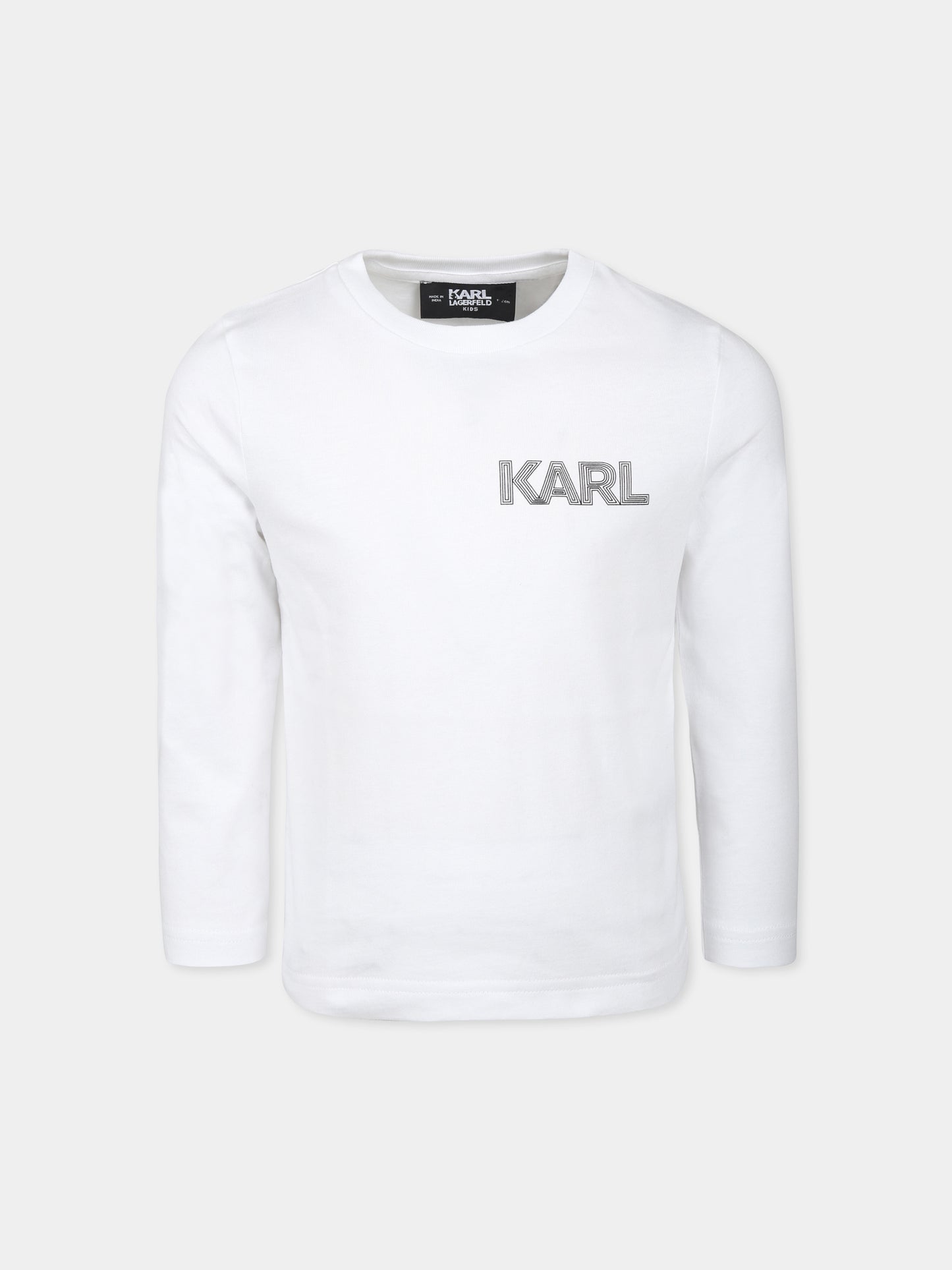 T-shirt bianca per bambini con stampa Karl,Karl Lagerfeld Kids,Z30243 10P