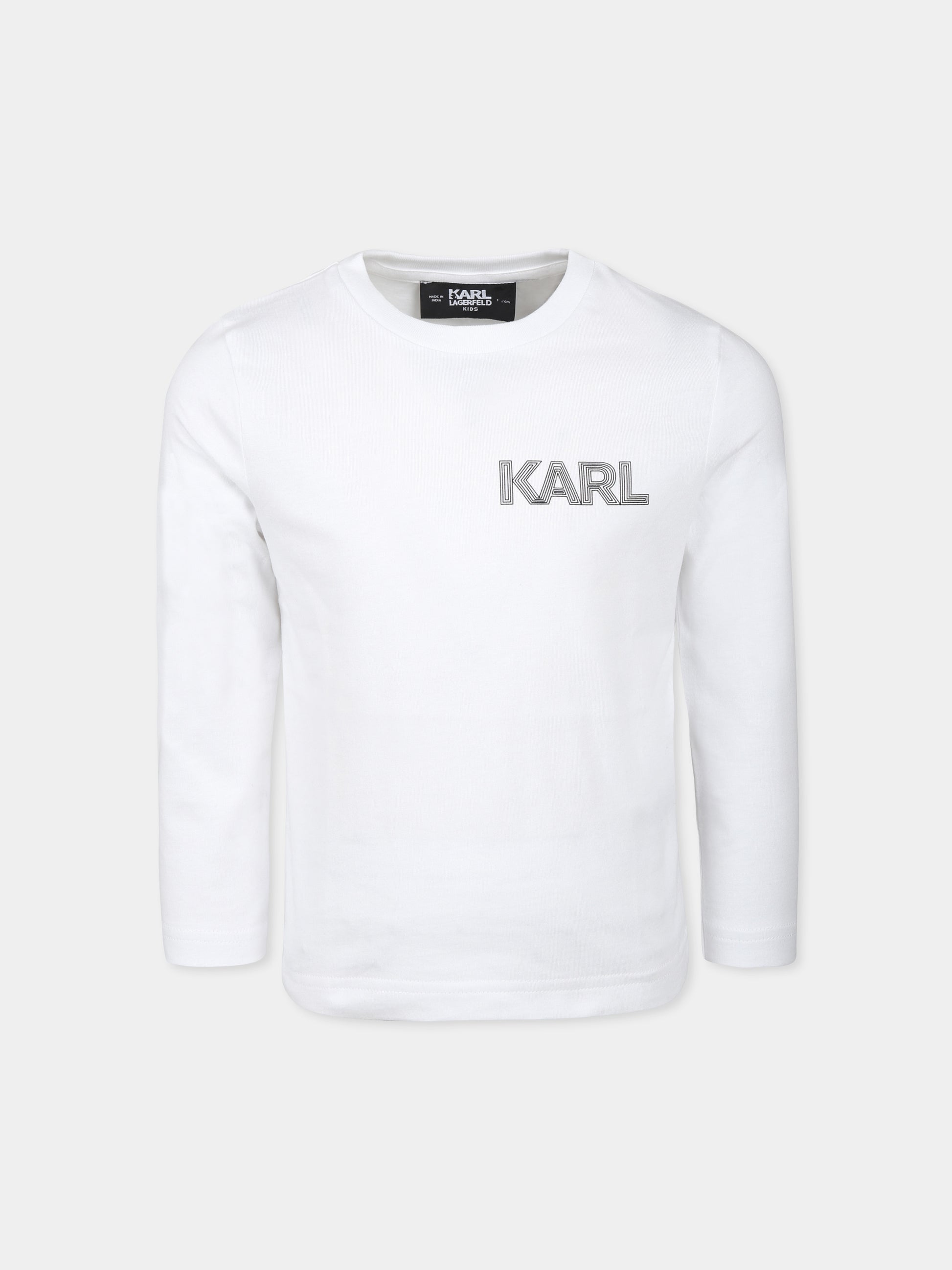 T-shirt bianca per bambini con stampa Karl,Karl Lagerfeld Kids,Z30243 10P