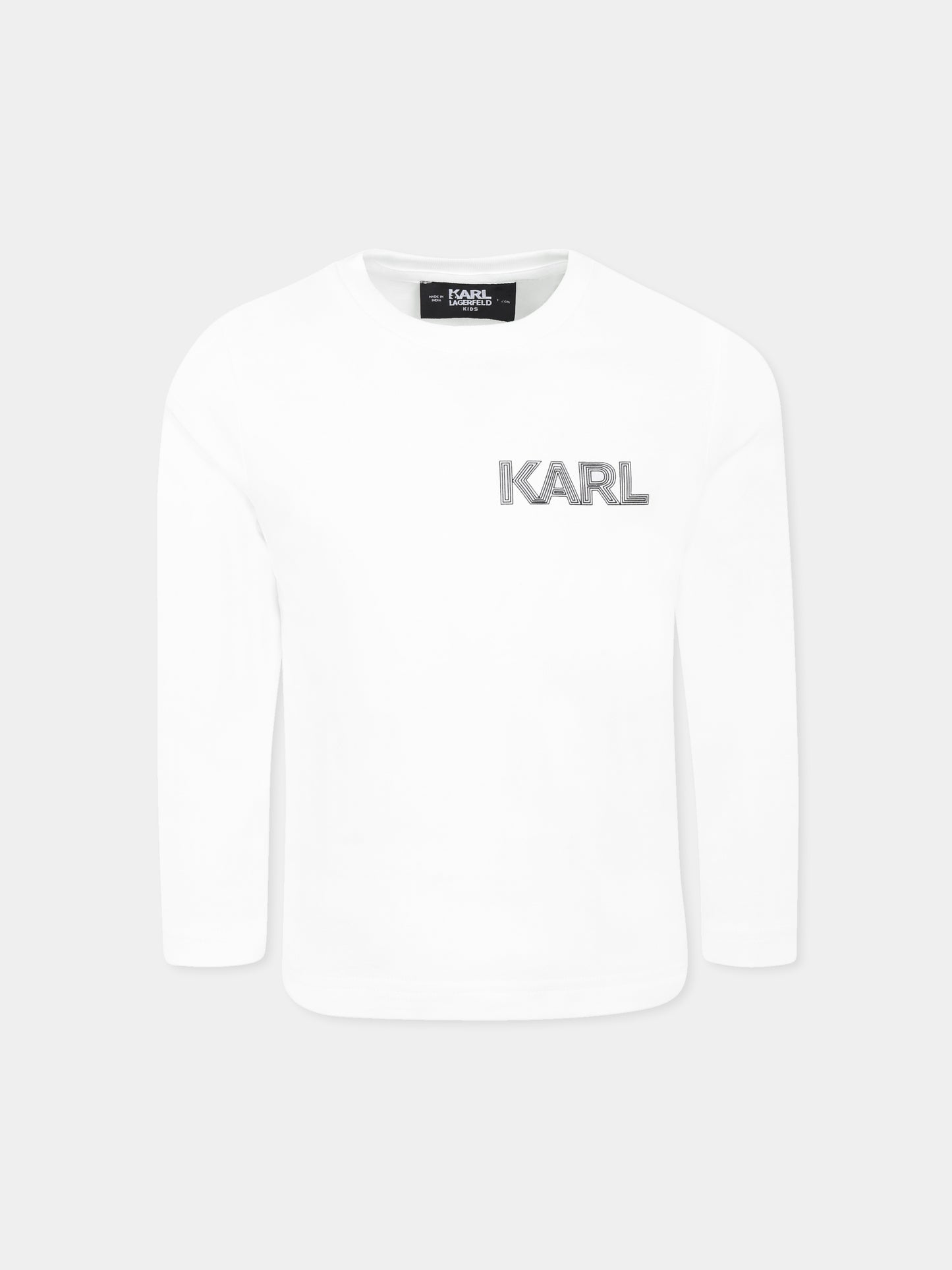 White t-shirt for kids with Karl print