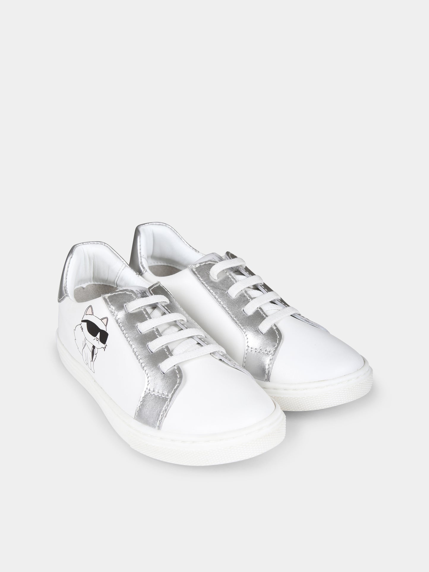 Sneakers bianche per bambina con Choupette,Karl Lagerfeld Kids,Z30321 10P