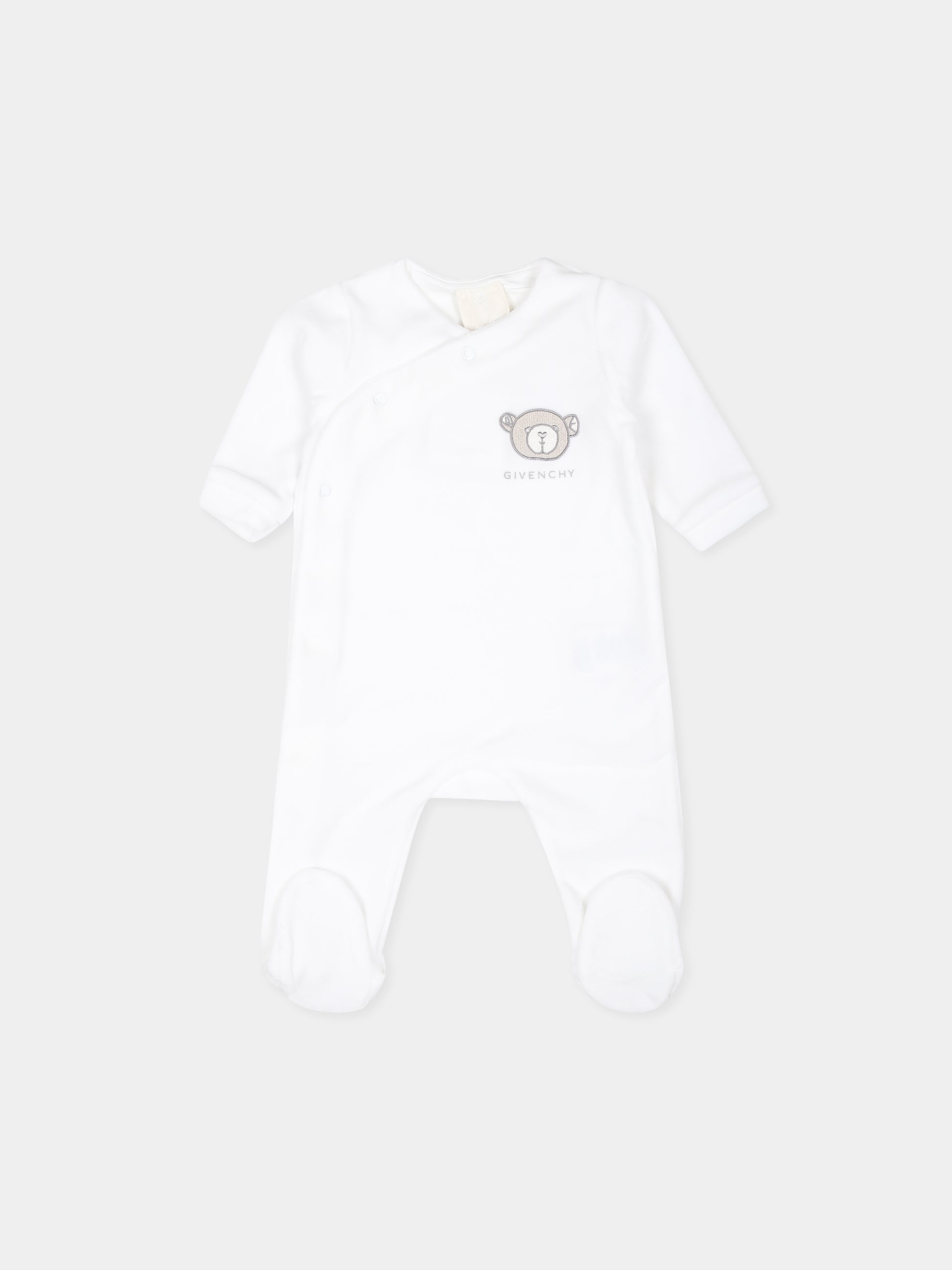 Set tutina bianco per neonati con orso e logo,Givenchy Kids,H30569 10P