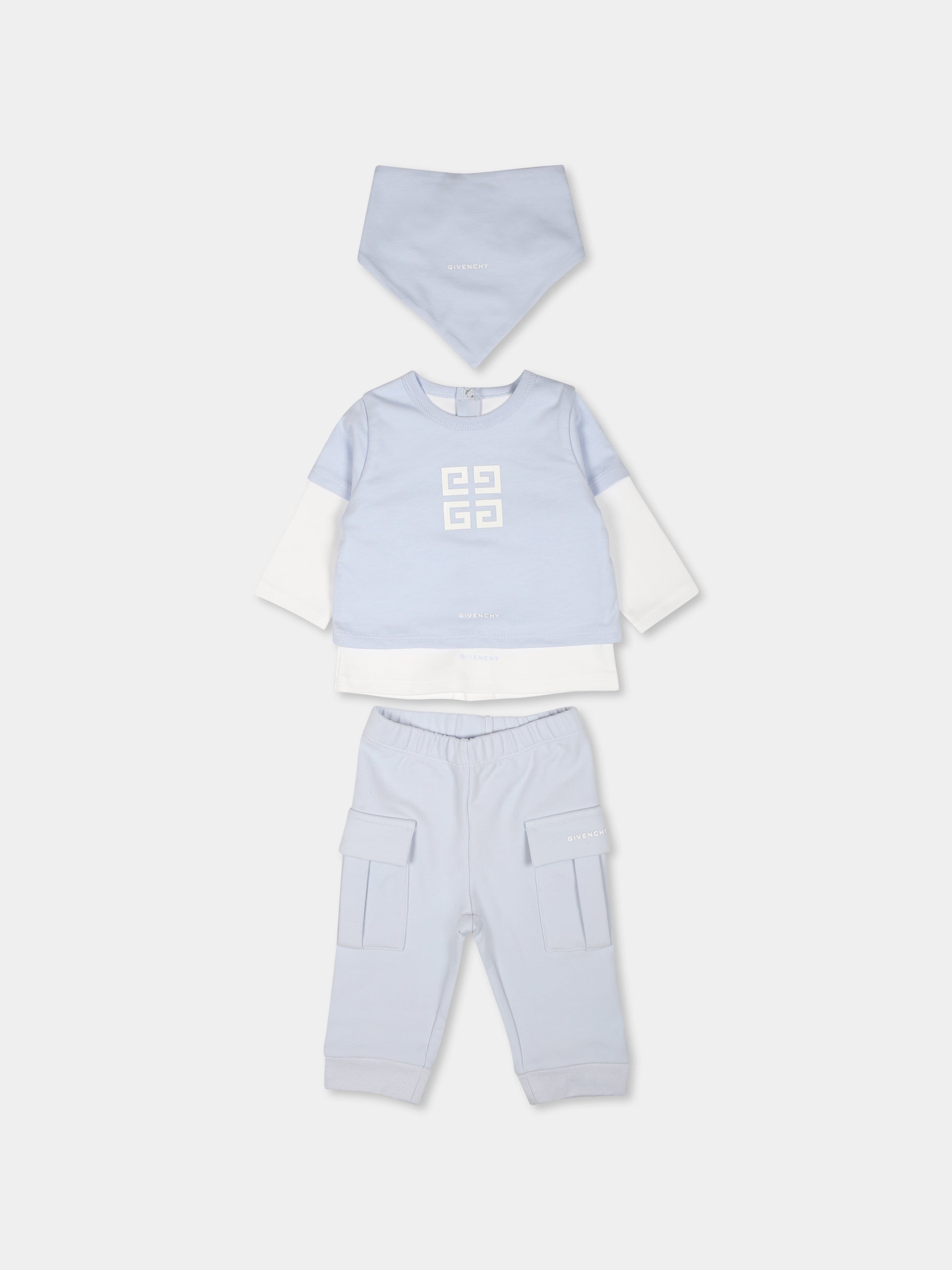 Completo nascita celeste per neonato con logo,Givenchy Kids,H30508 771