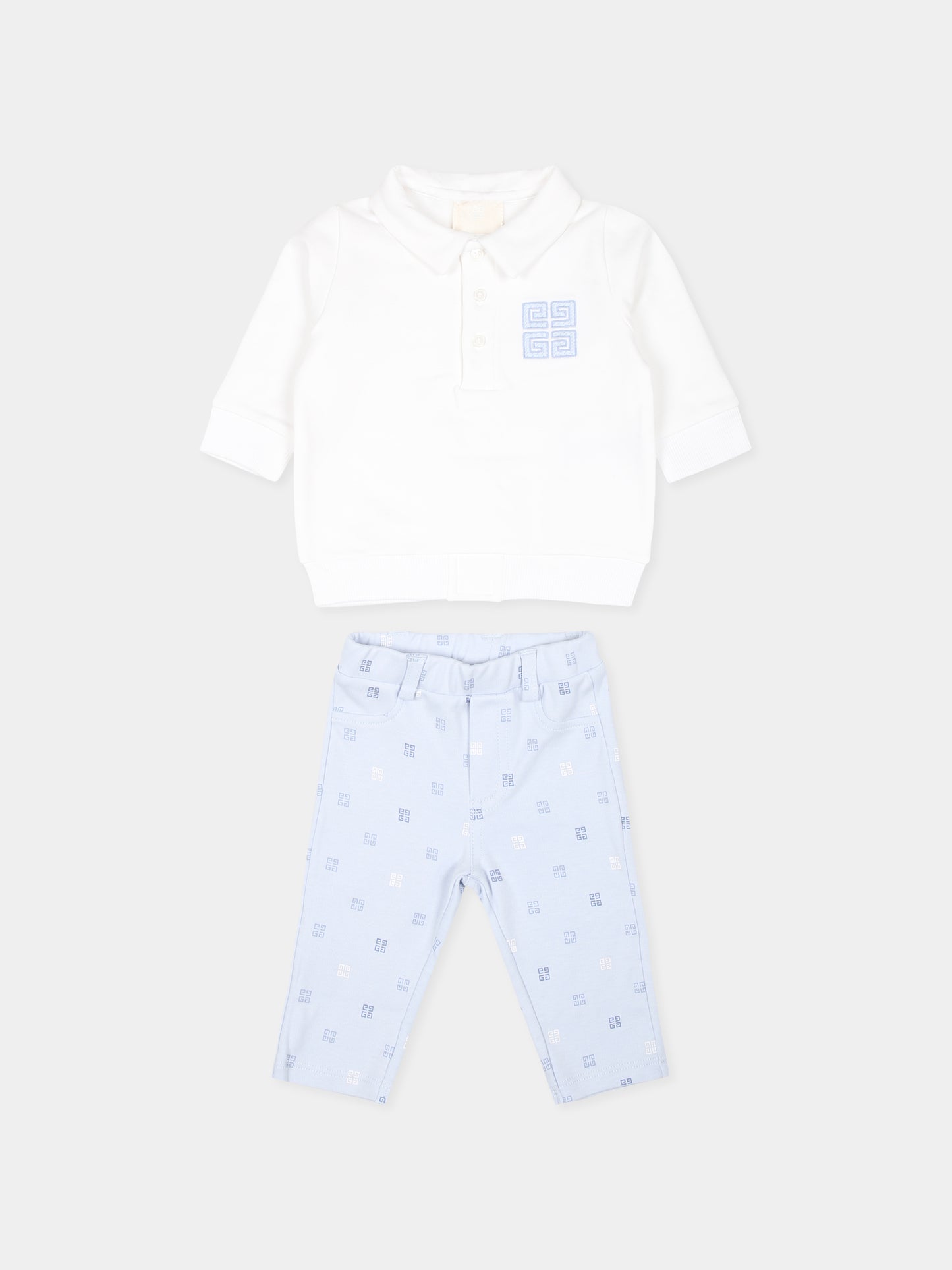 Completo celeste per neonato con iconico motivo 4G,Givenchy Kids,H30512 771