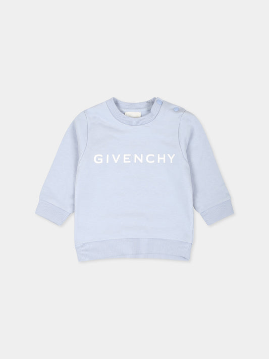 Felpa celeste per neonato con logo,Givenchy Kids,H30472 77D