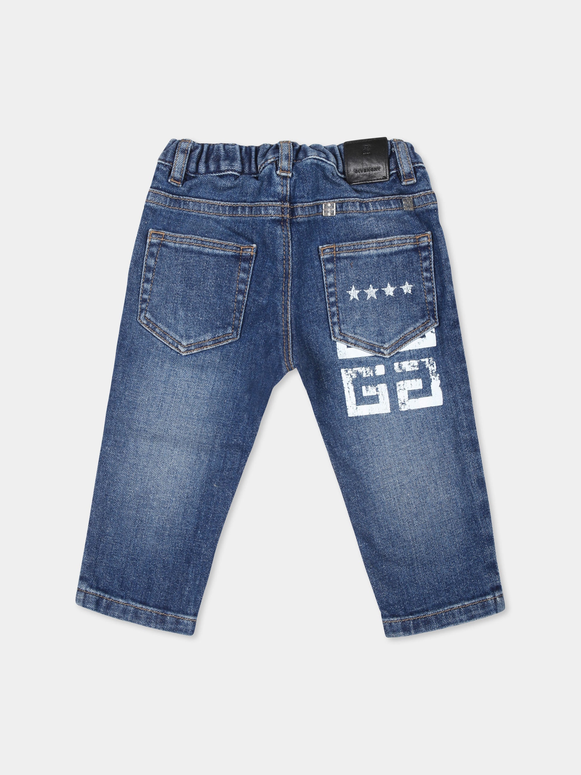 Jeans blu per neonati con motivo 4G e stelle,Givenchy Kids,H30464 Z10