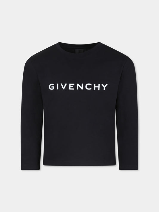 T-shirt nera per bambini con logo,Givenchy Kids,H30430 09B