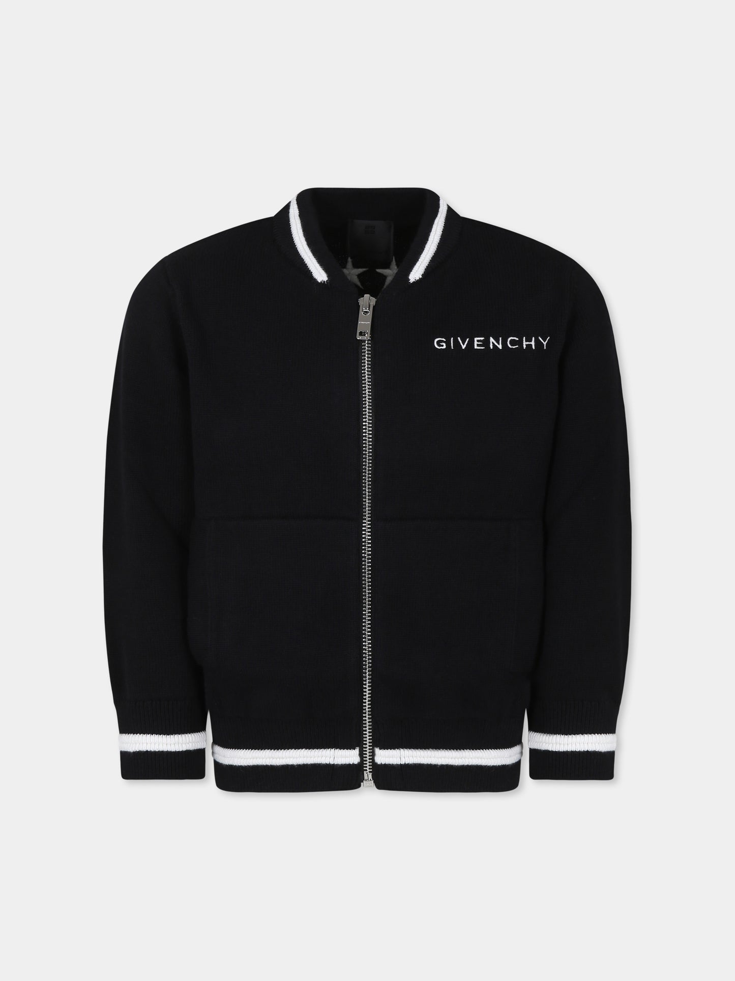 Cardigan nero per bambino con logo,Givenchy Kids,H30313 09B