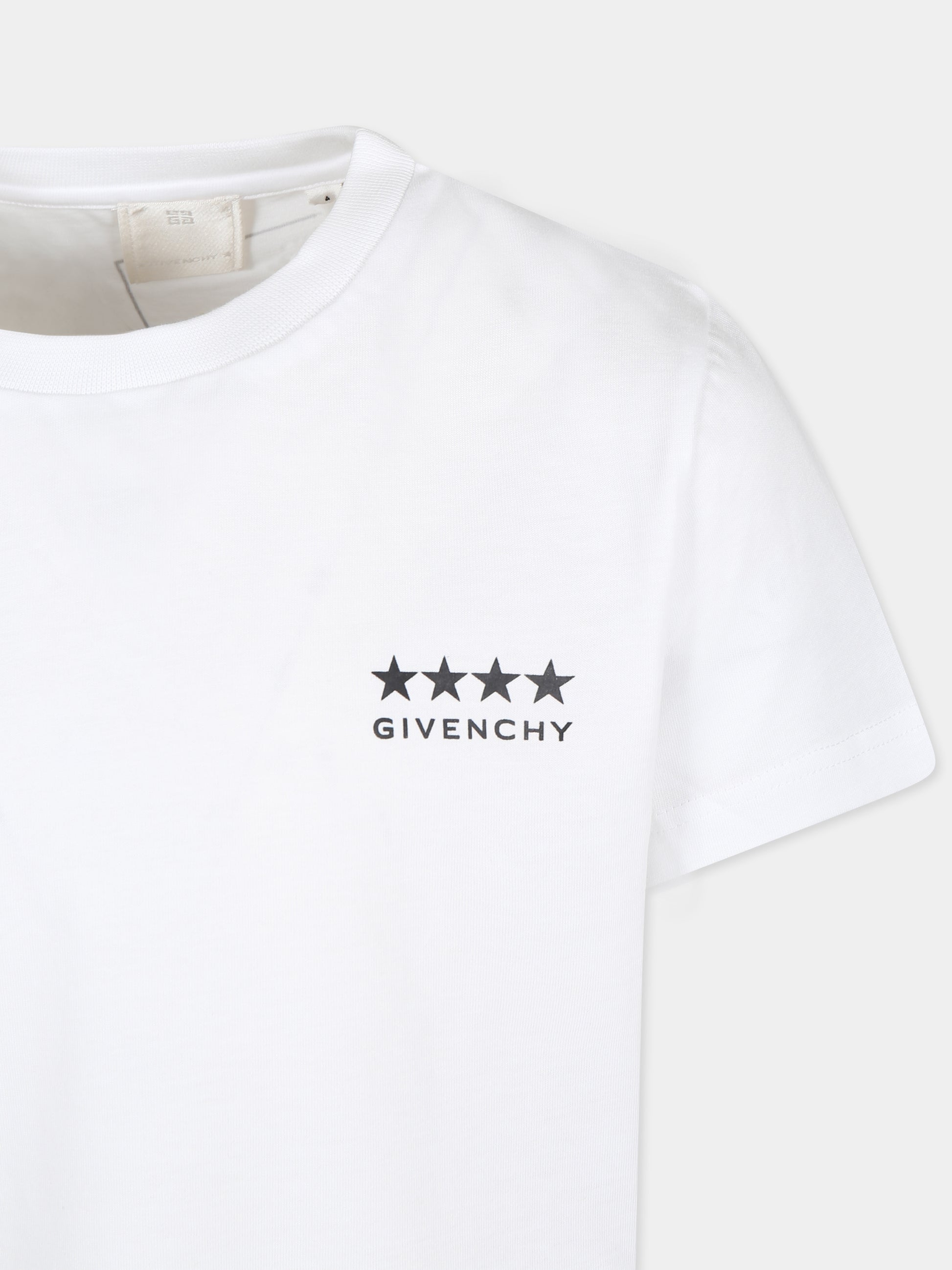 T-shirt bianca per bambino con logo e stella,Givenchy Kids,H30355 10P