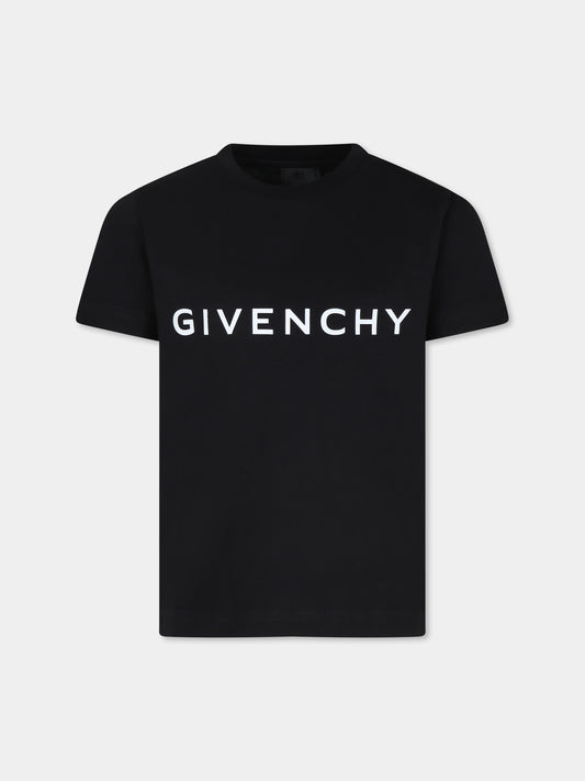 T-shirt nera per bambini con logo,Givenchy Kids,H30343 09B