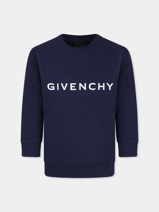 Felpa blu per bambini con logo,Givenchy Kids,H30324 85T