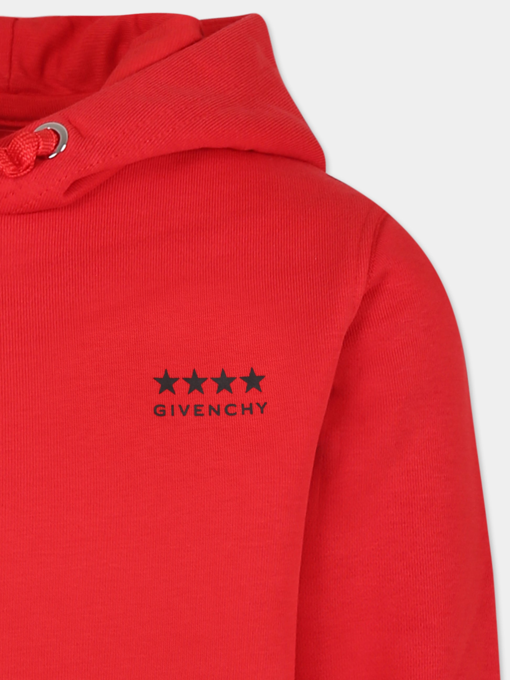 Felpa rossa per bambino con stelle e iconico motivo 4G,Givenchy Kids,H30543 991