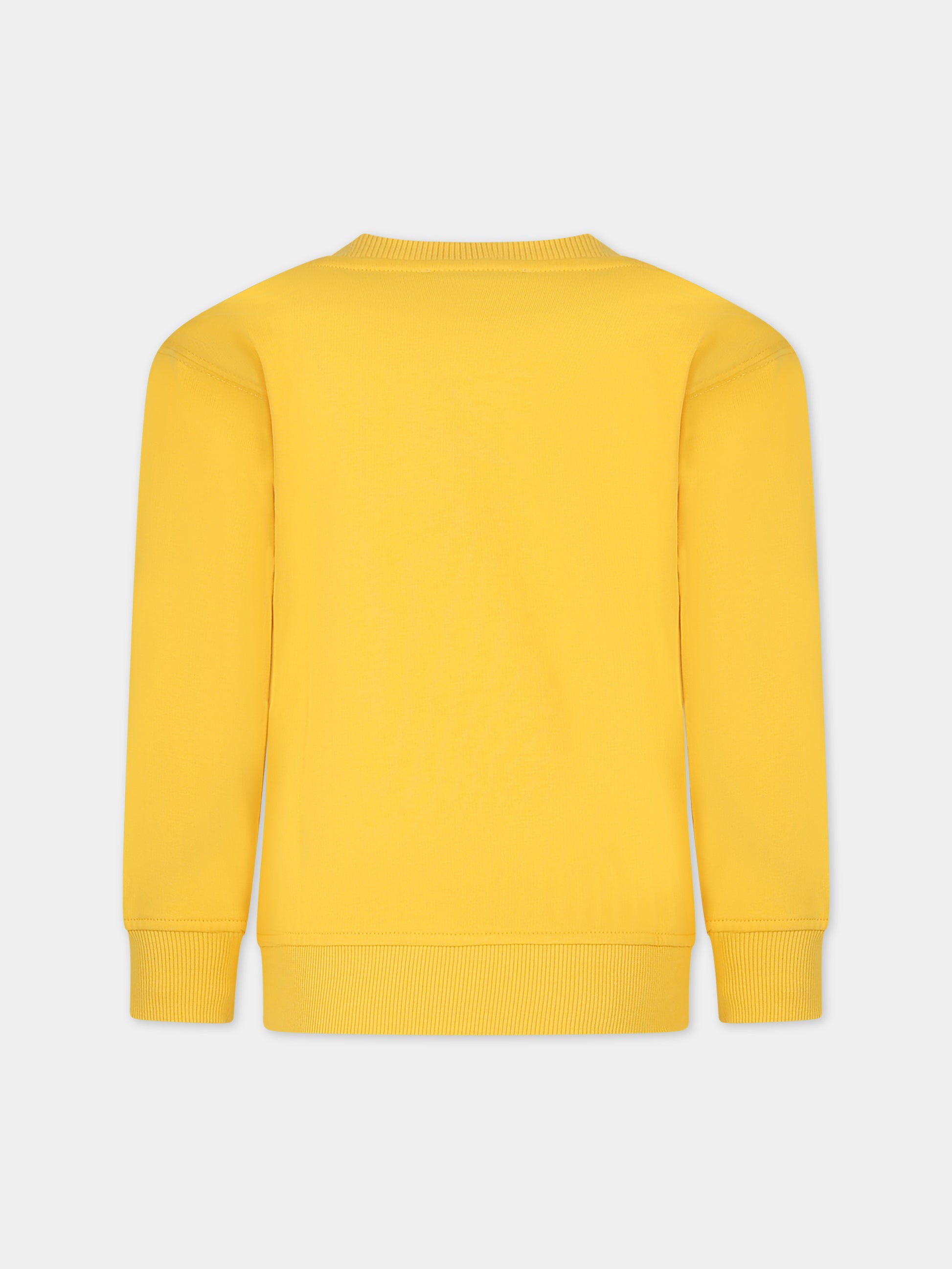 Felpa gialla per bambini con Teddy Bears e logo,Moschino Kids,HNF07H LCA58 50082