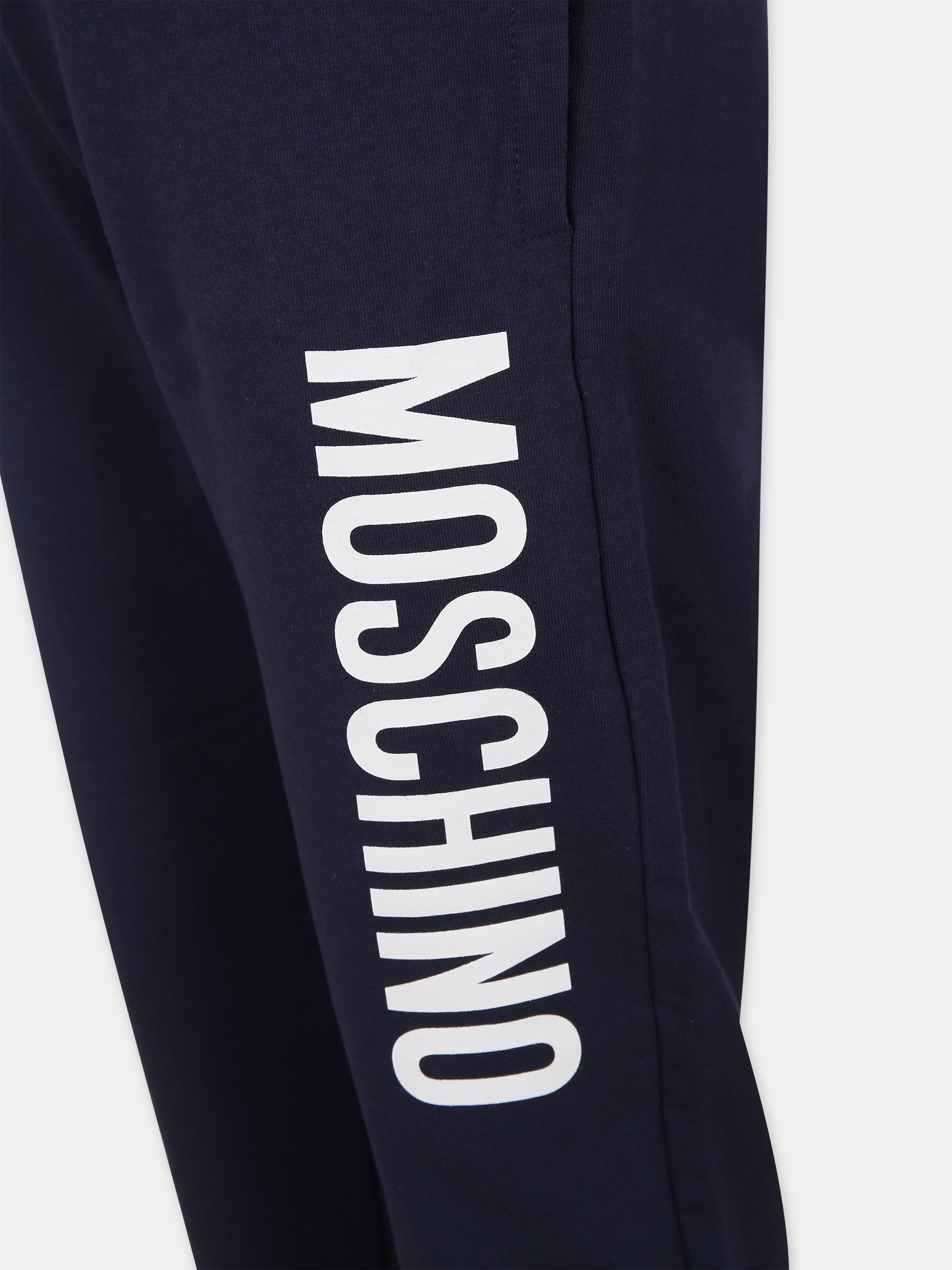 Pantaloni blu per bambina con logo,Moschino Kids,HOP057 LDA26 40016