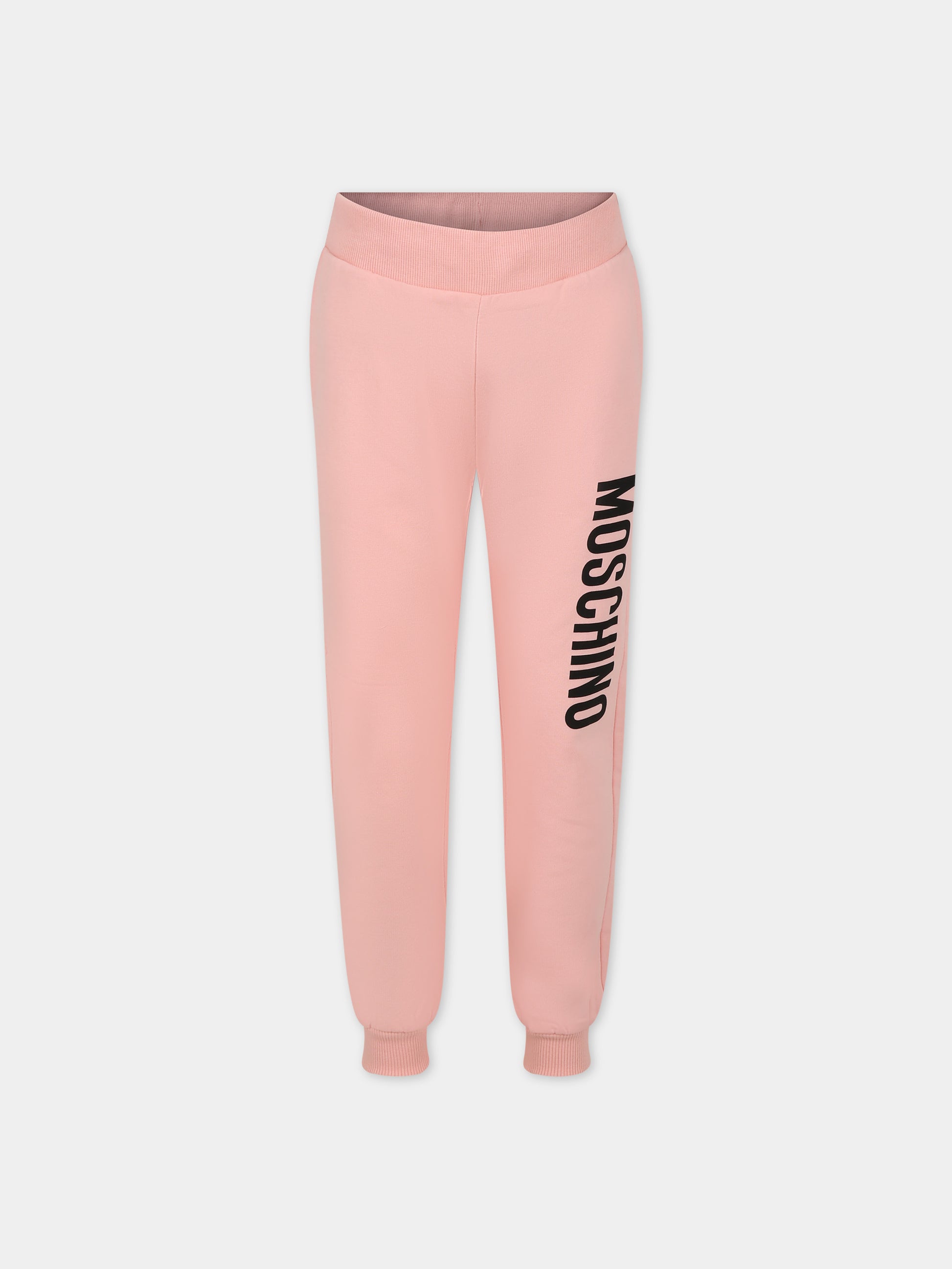 Pantaloni rosa per bambina con logo,Moschino Kids,HOP057 LDA26 50209