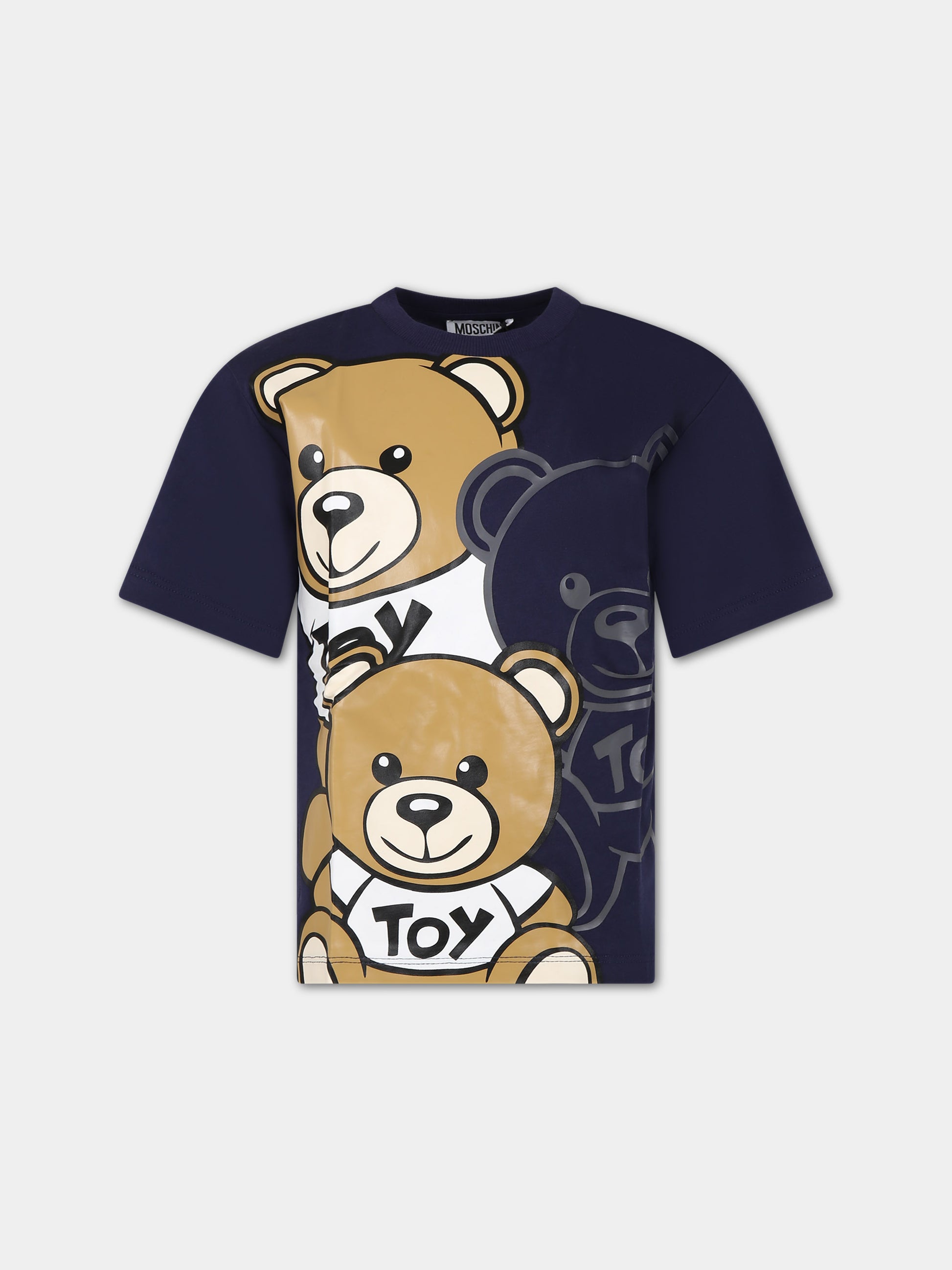 T-shirt blu per bambino con Teddy Bears,Moschino Kids,HQM03R LAA20 40016