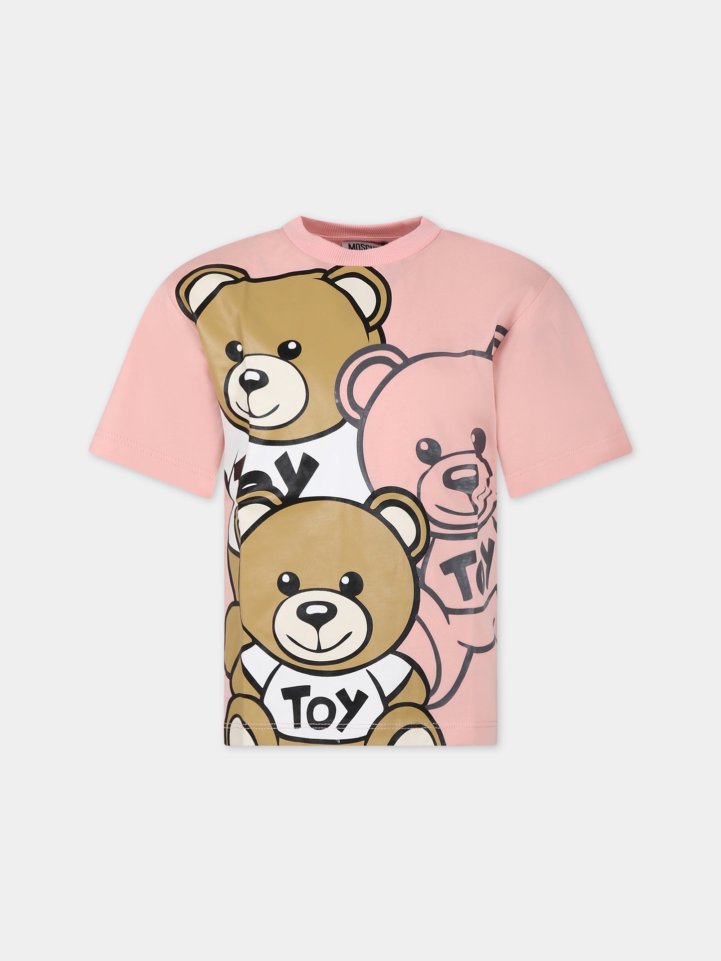 T-shirt rosa per bambino con Teddy Bears,Moschino Kids,HQM03R LAA20 50209