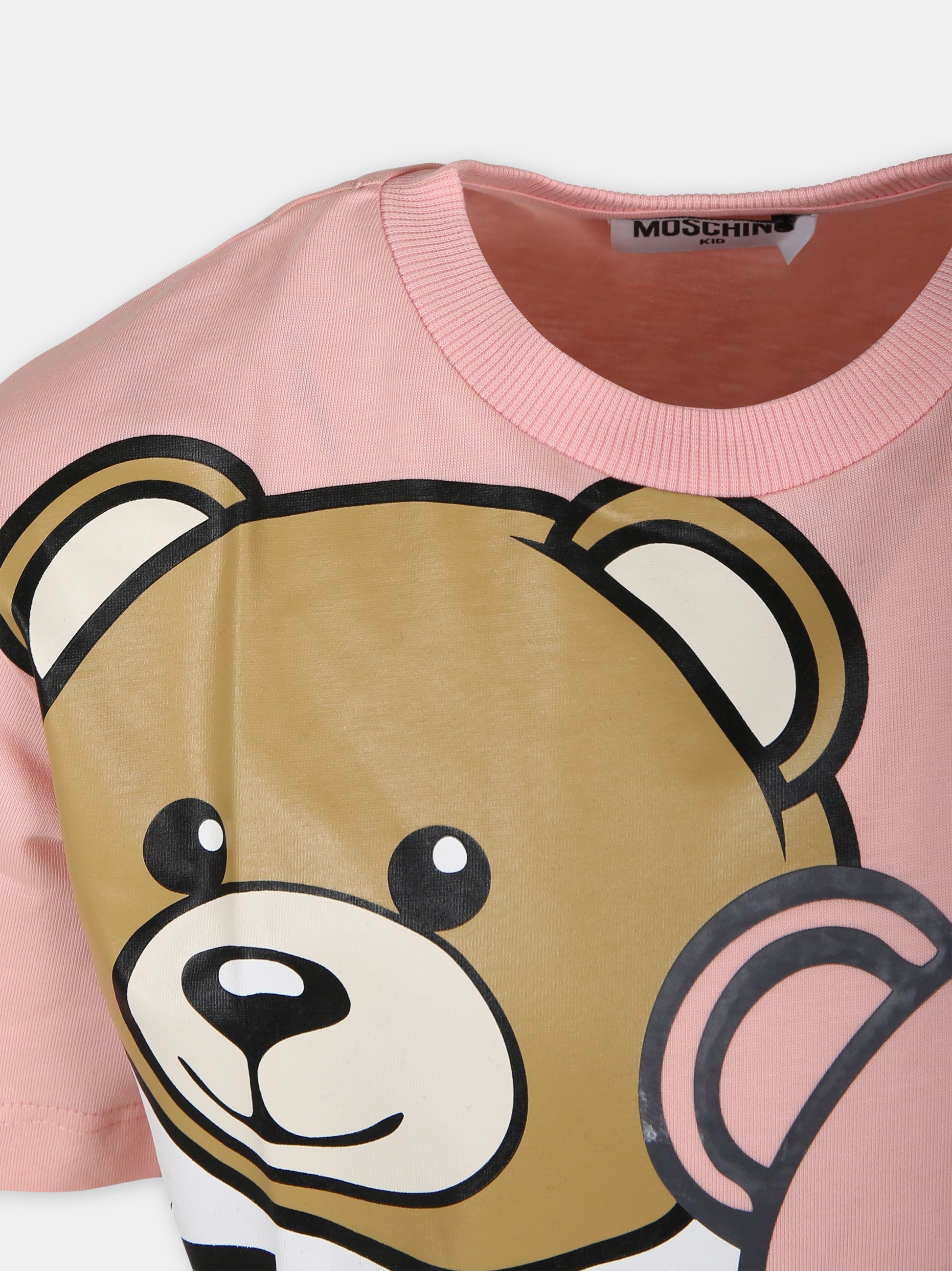 T-shirt rosa per bambino con Teddy Bears,Moschino Kids,HQM03R LAA20 50209