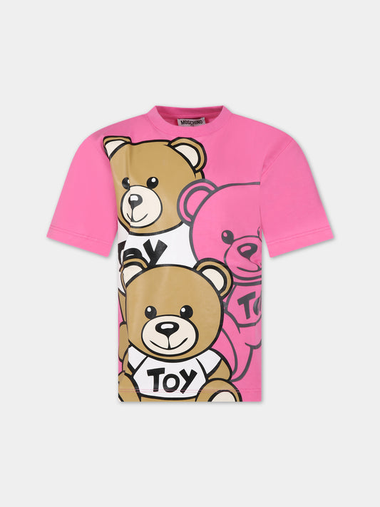 T-shirt fucsia per bambino con Teddy Bears,Moschino Kids,HQM03R LAA20 52458