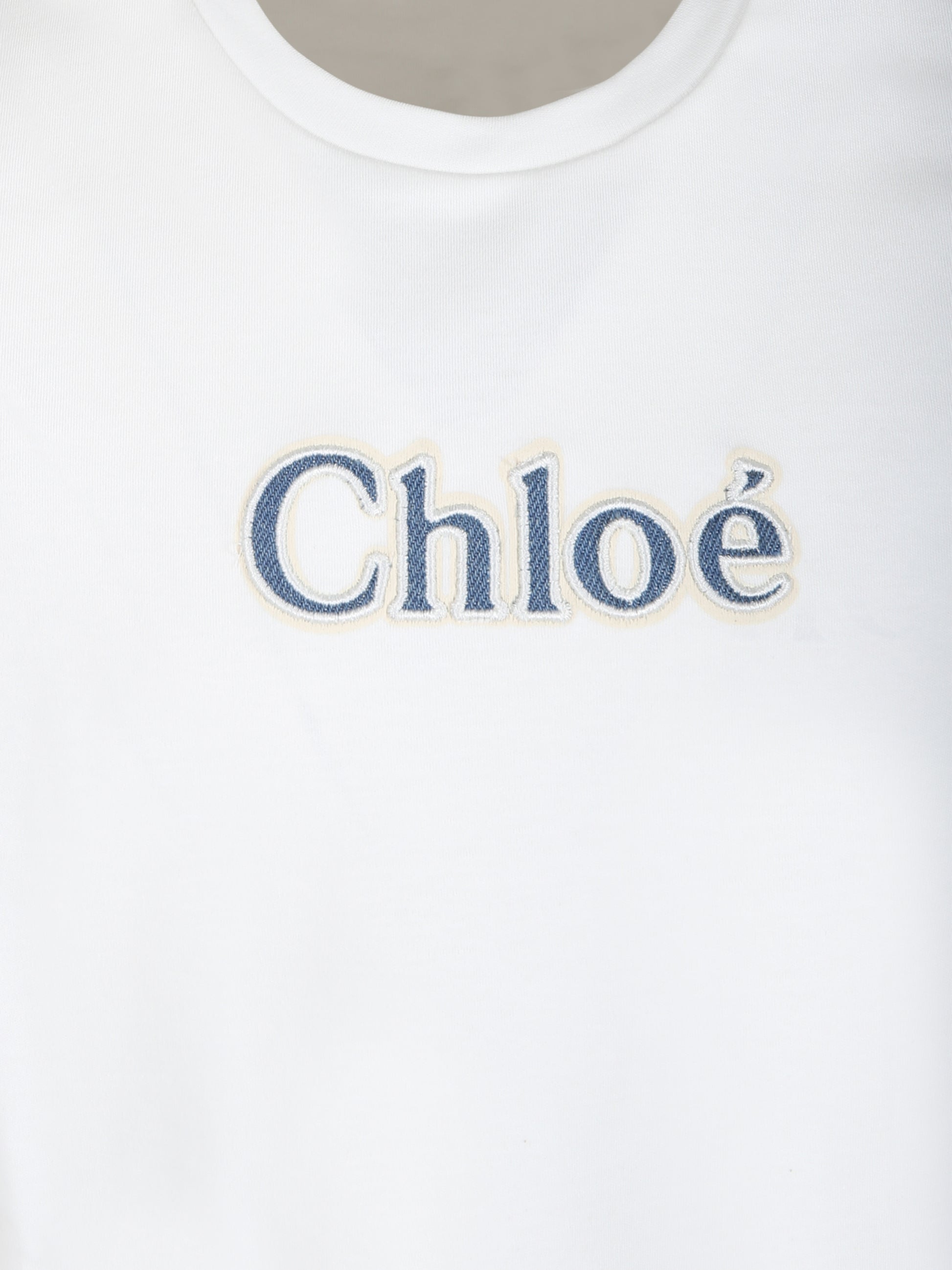 T-shirt bianca per bambina con logo,Chloé Kids,C20387 117
