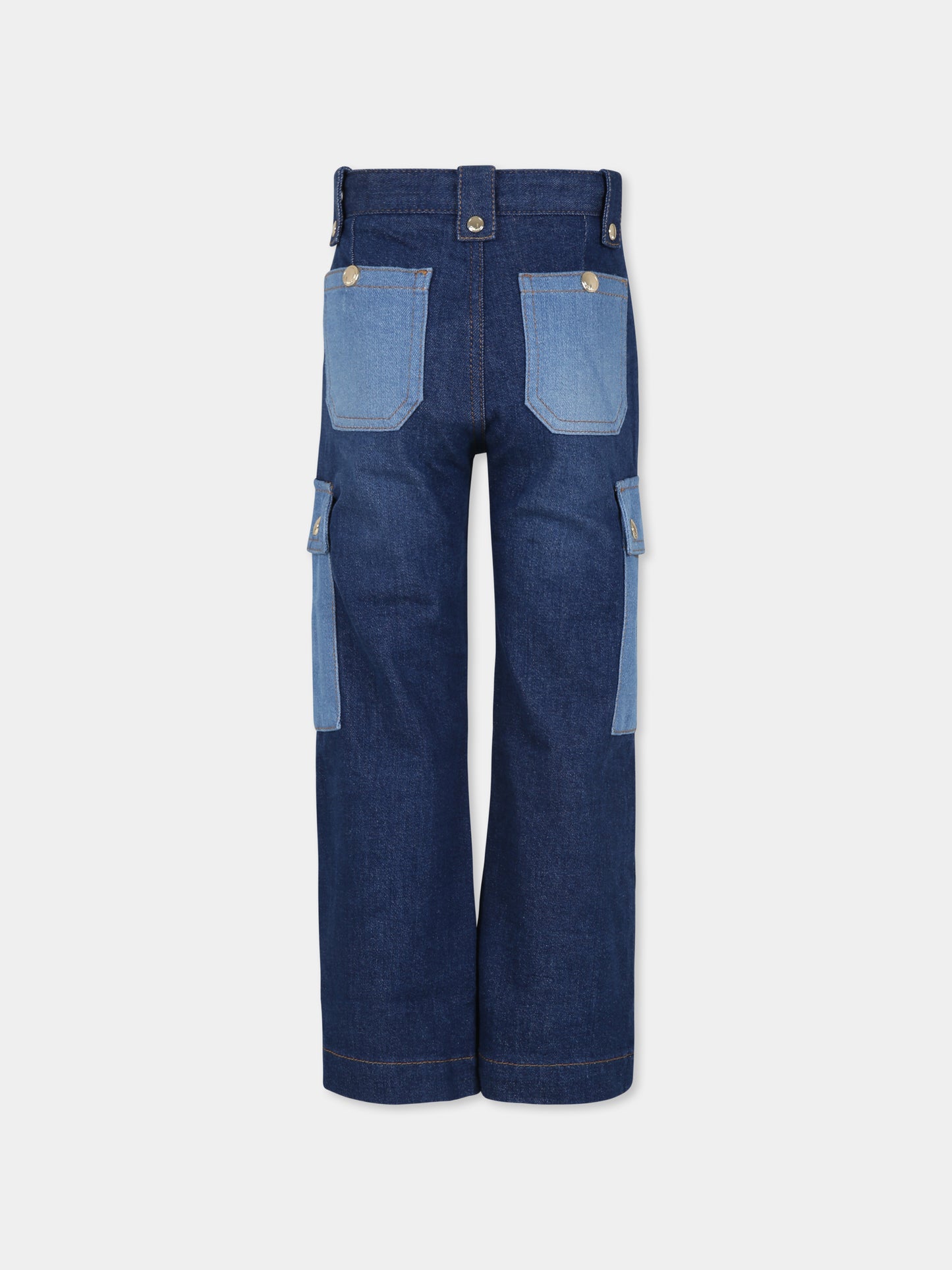 Jeans blu per bambina con logo,Chloé Kids,C20232 Z10