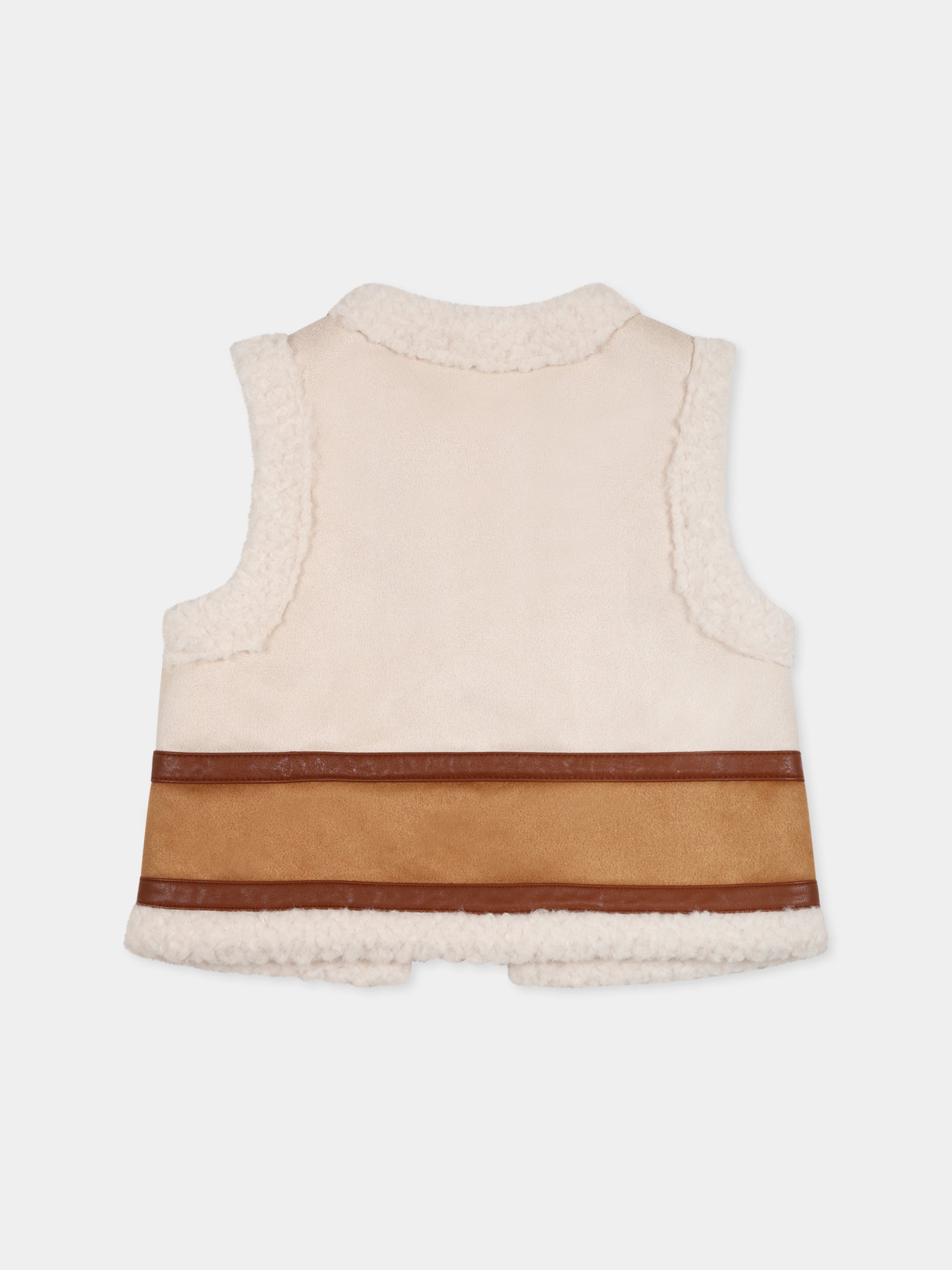 Gilet avorio per bambina con logo,Chloé Kids,C20361 324