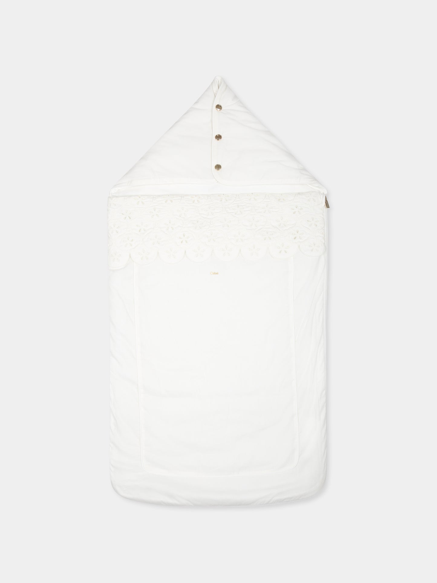 Sacco nanna bianco per neonata con logo,Chloé Kids,C20343 117