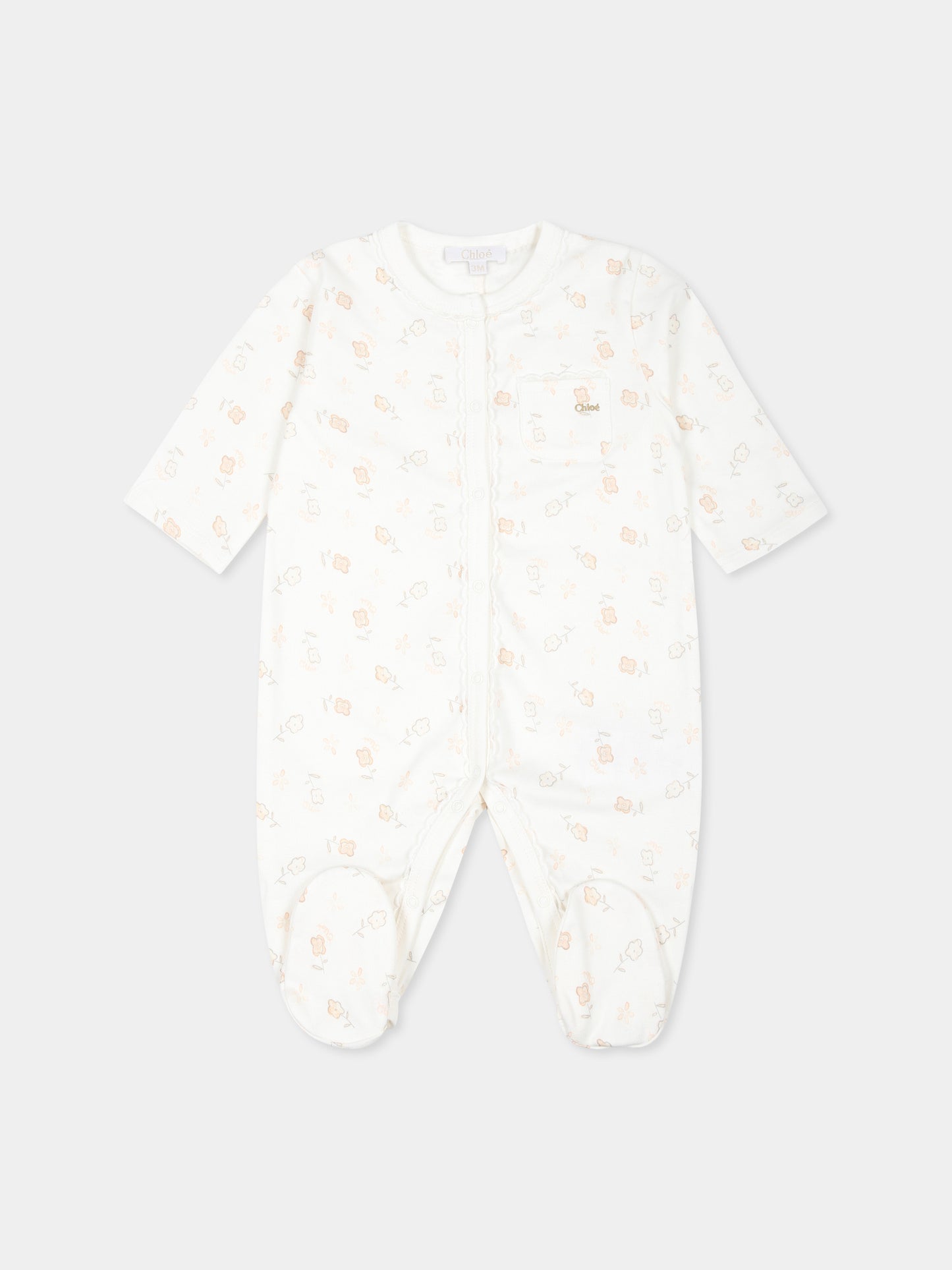 Set tutina avorio per neonata con logo,Chloé Kids,C20333 N34