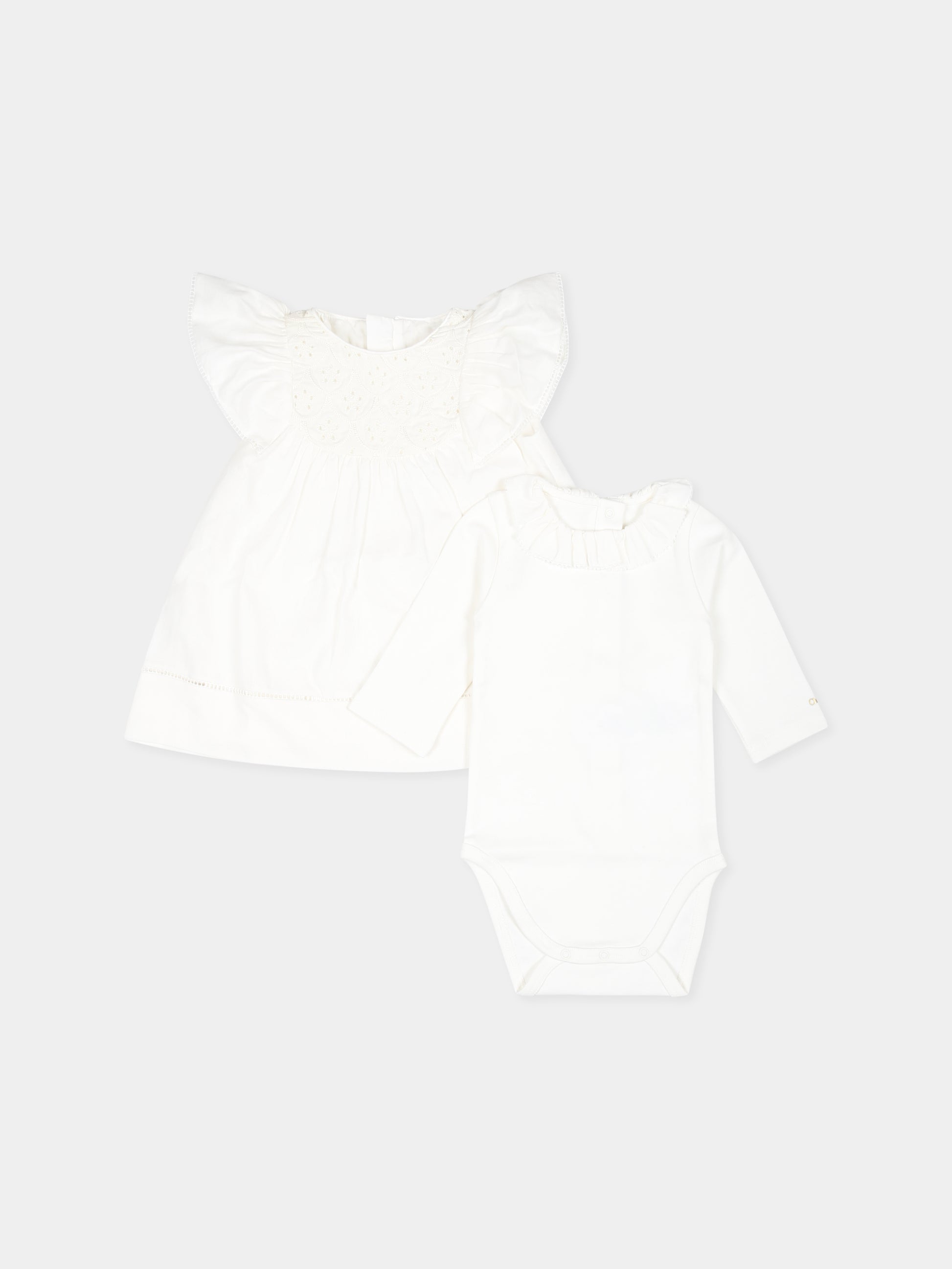 Completo bianco per neonata con logo,Chloé Kids,C20377 117